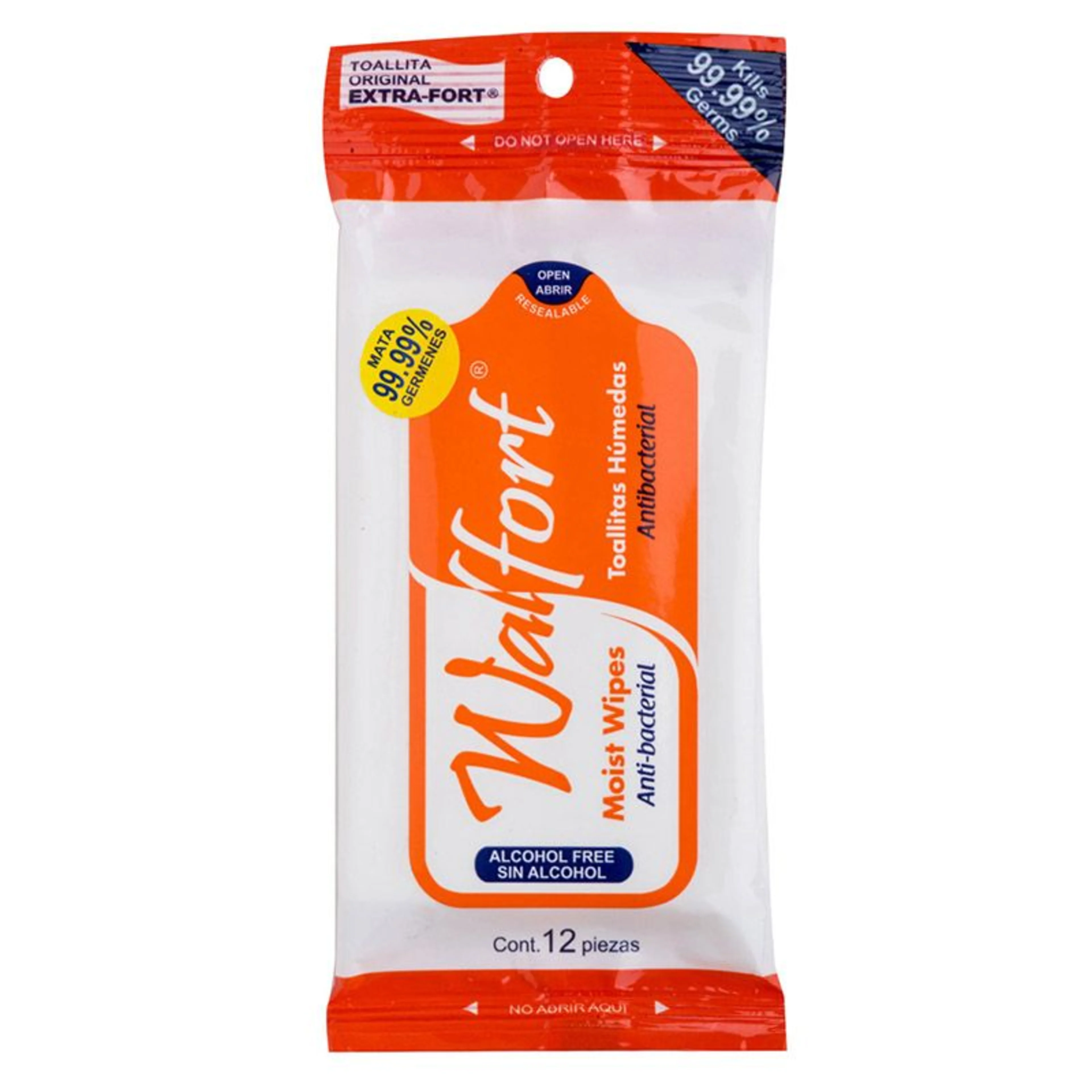 Walfort naranja citrus toallitas húmedas antibacteriales 12 piezas bolsa