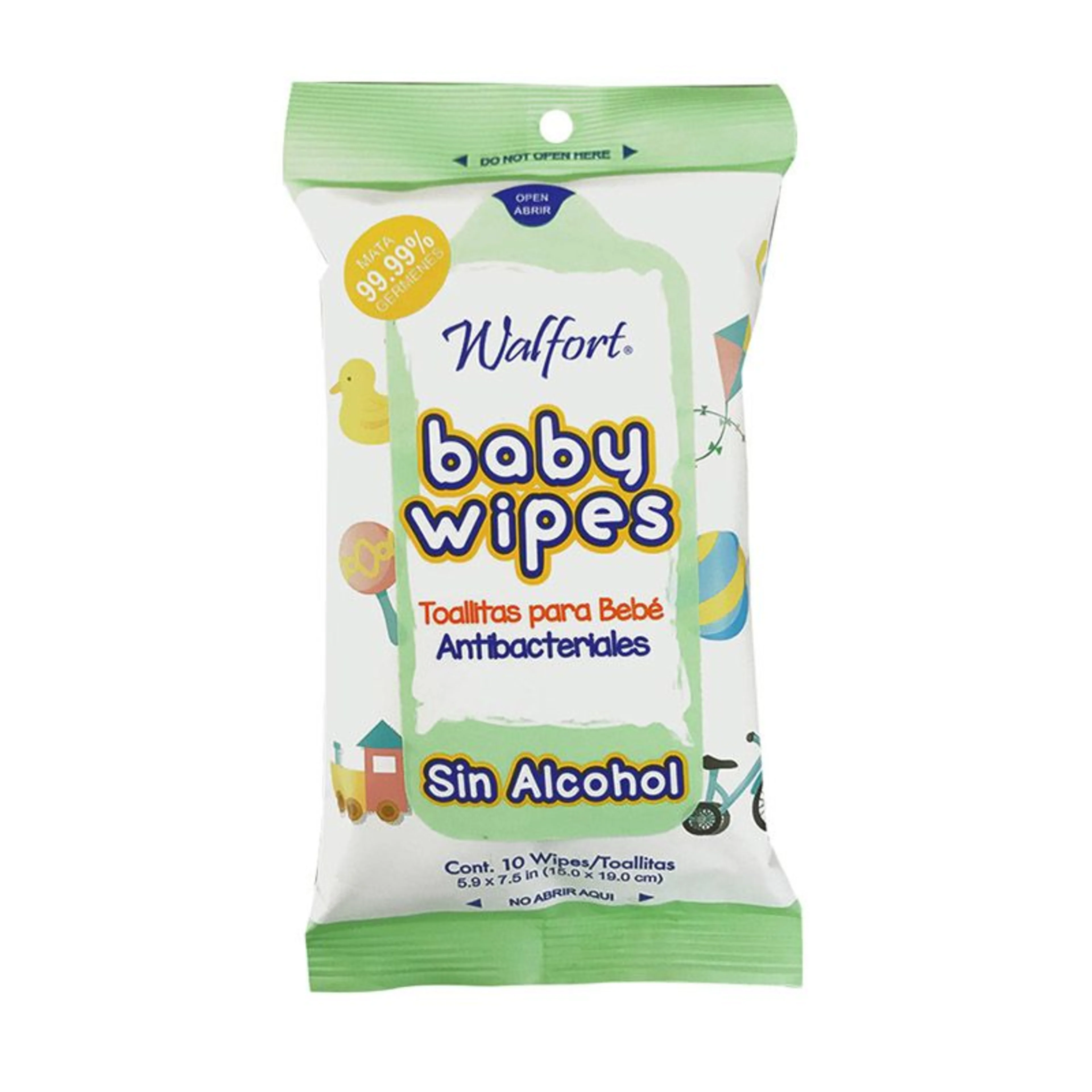 Walfort baby toallitas húmedas para bebés sin alcohol 10 piezas bolsa