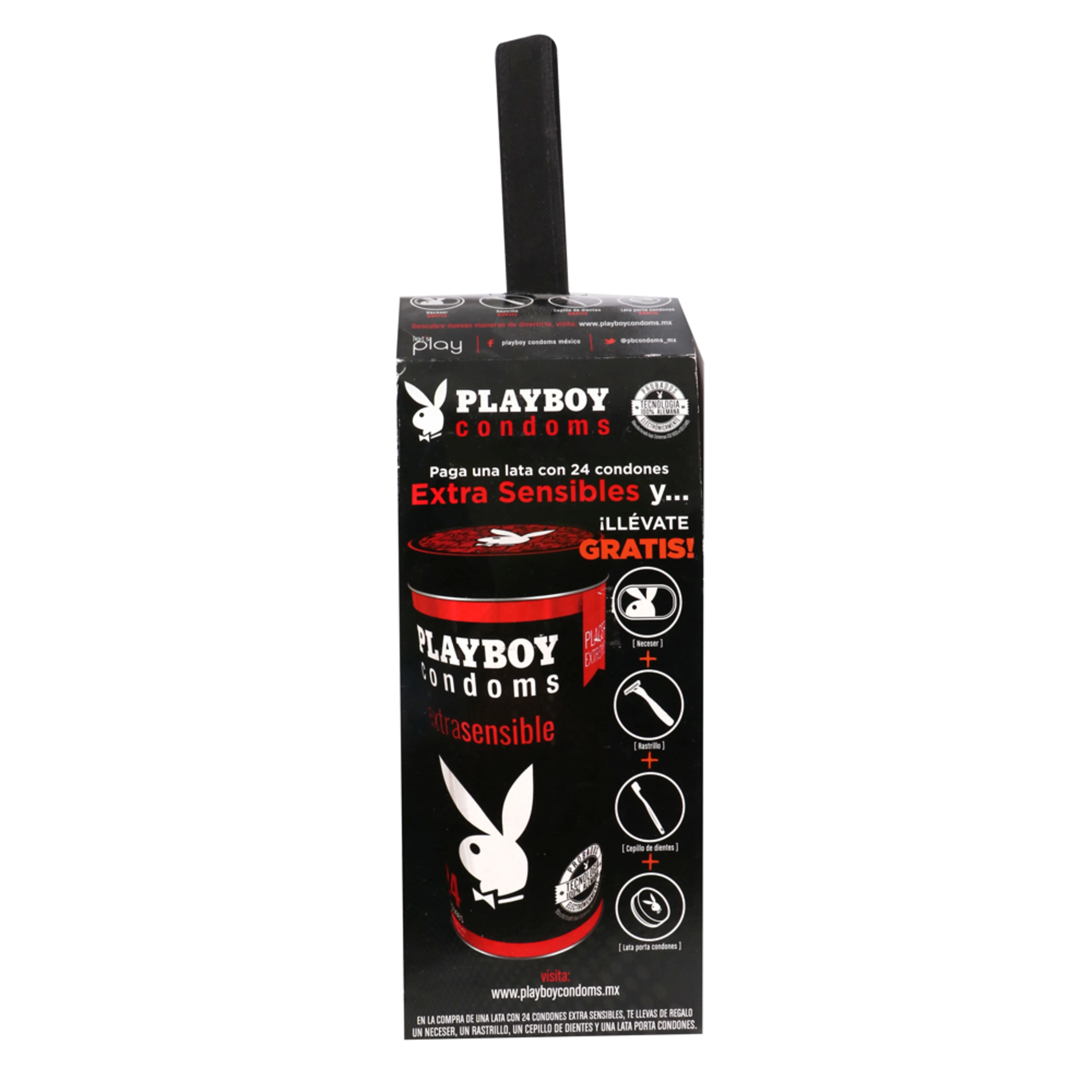 Playboy preservativos extra delgados 24 piezas lata