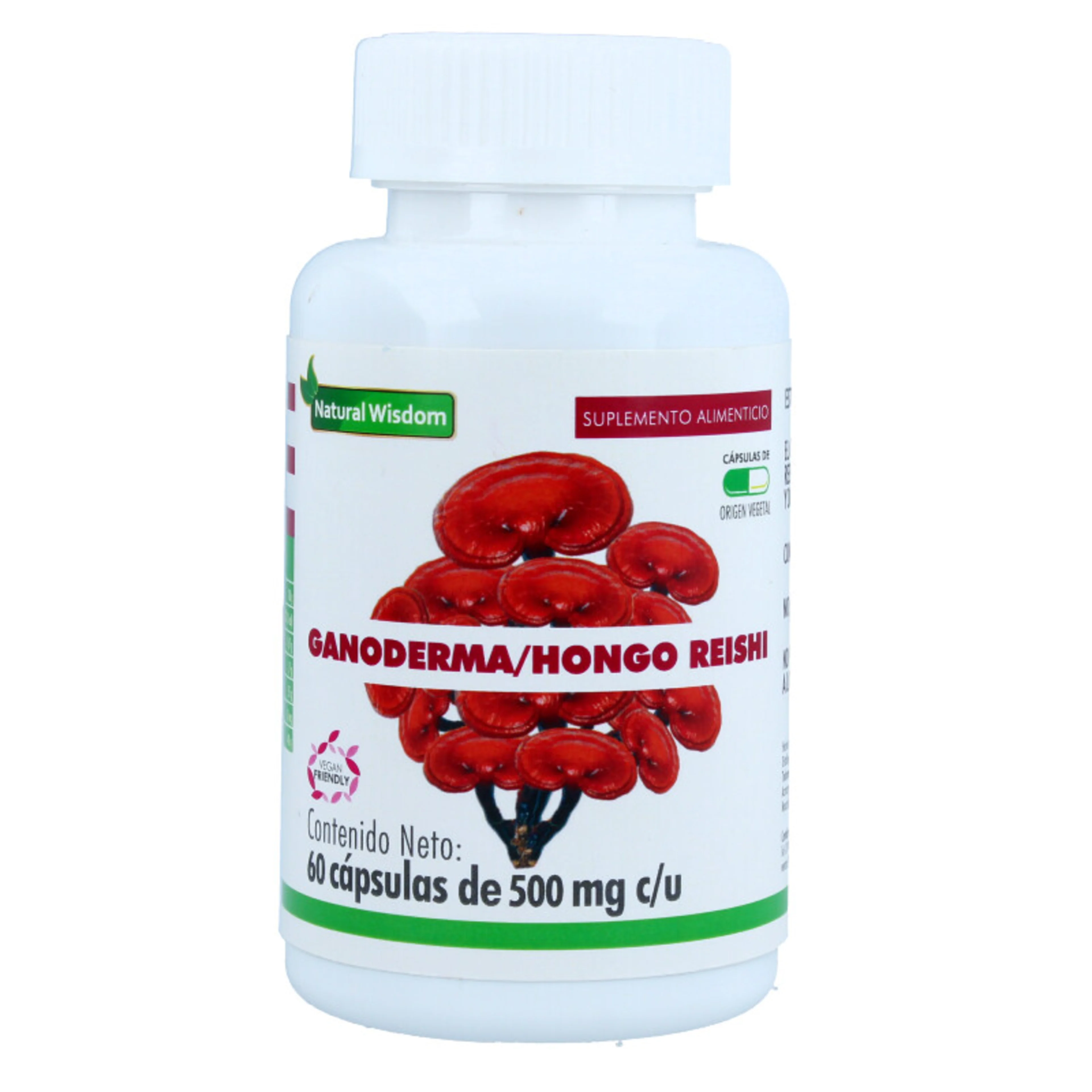 Natural wisdom ganoderma/hongo reishi vegano 60 frasco ganoderma lucidum 200 mg