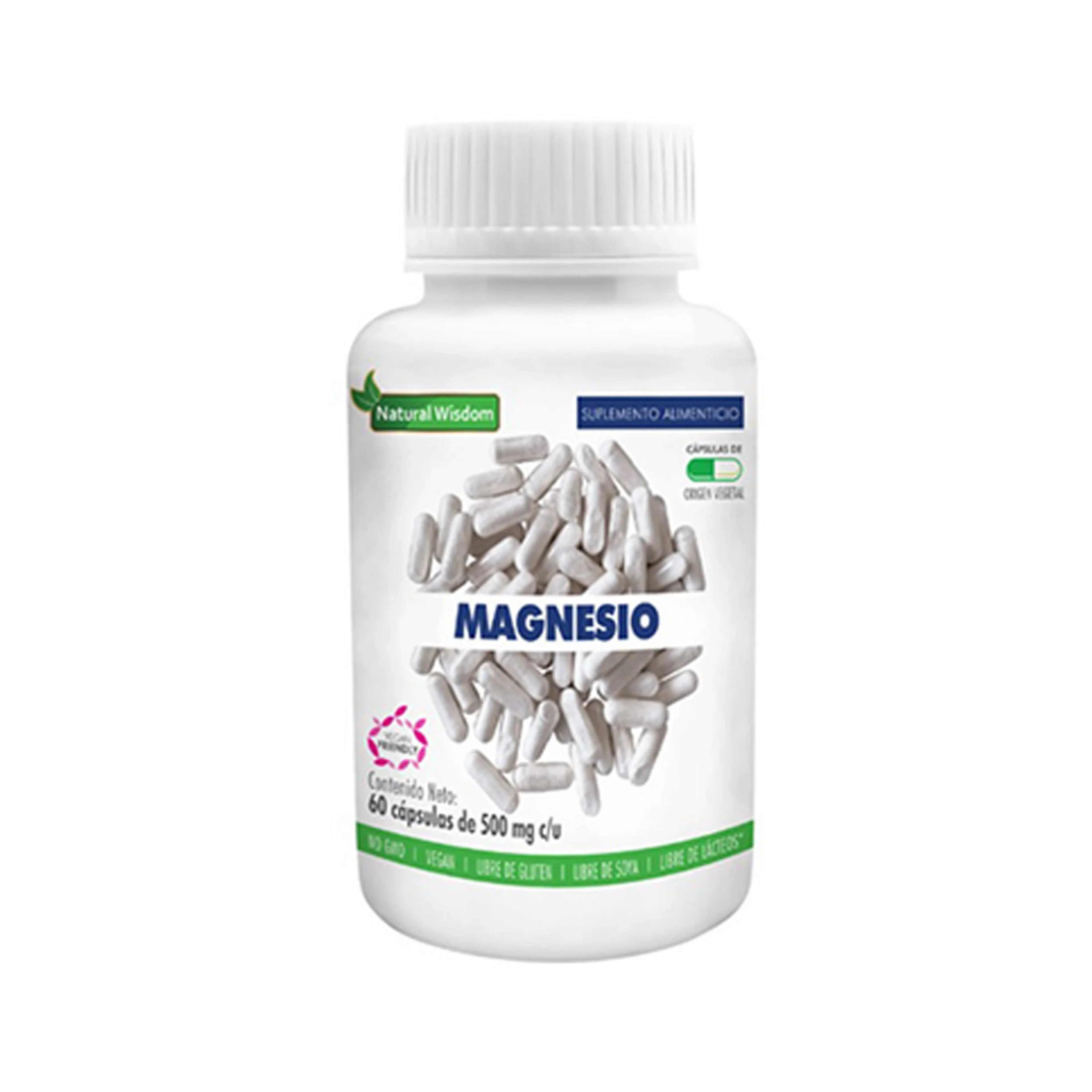 Natural wisdom magnesio 60 cápsulas frasco magnesio 450.0 g