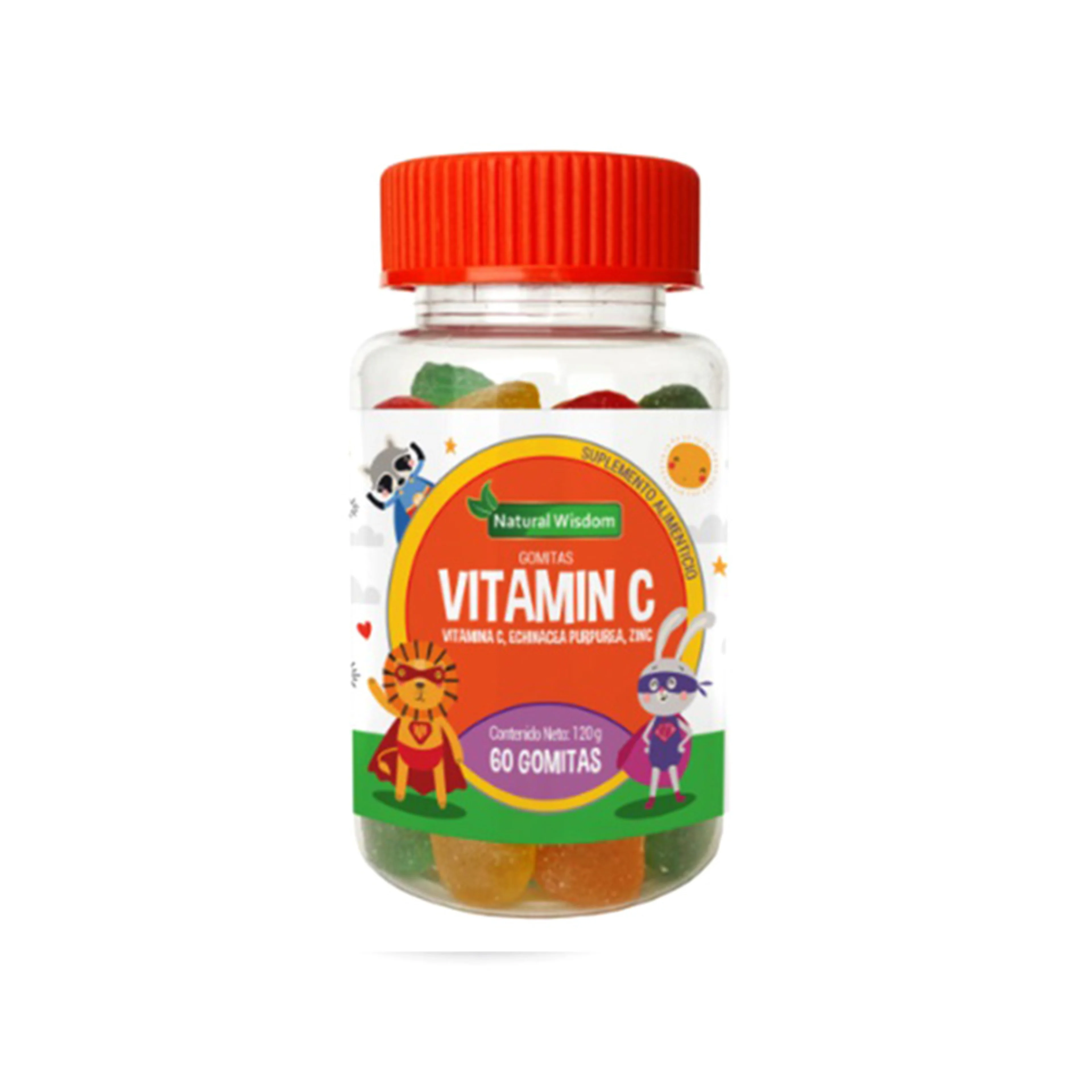Natural wisdom gomitas de vitamina c con equinacea y zinc 60 gomas frasco vitamina c 60.0 mg