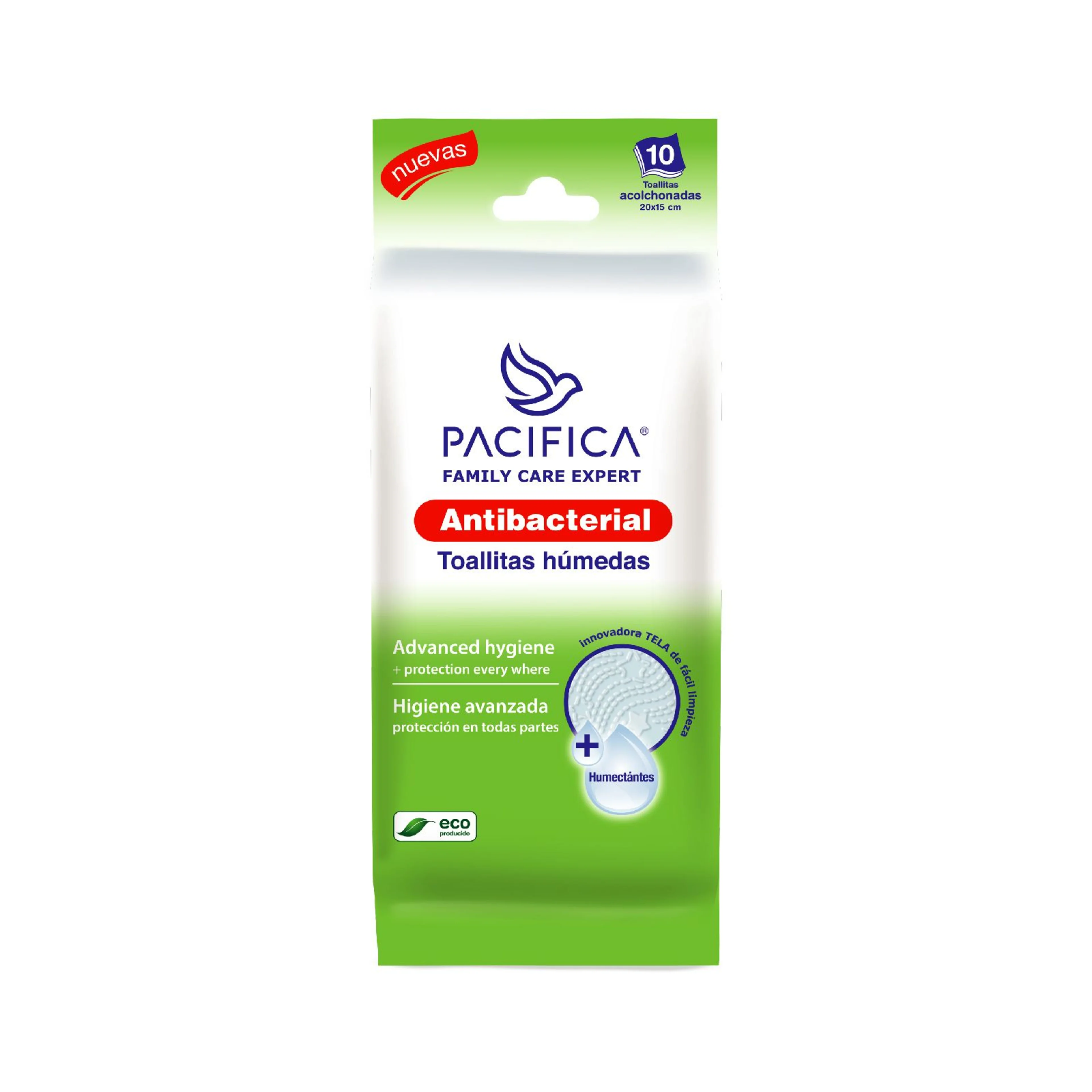 Pacifica multiusos-antibacterial 10 piezas bolsillo