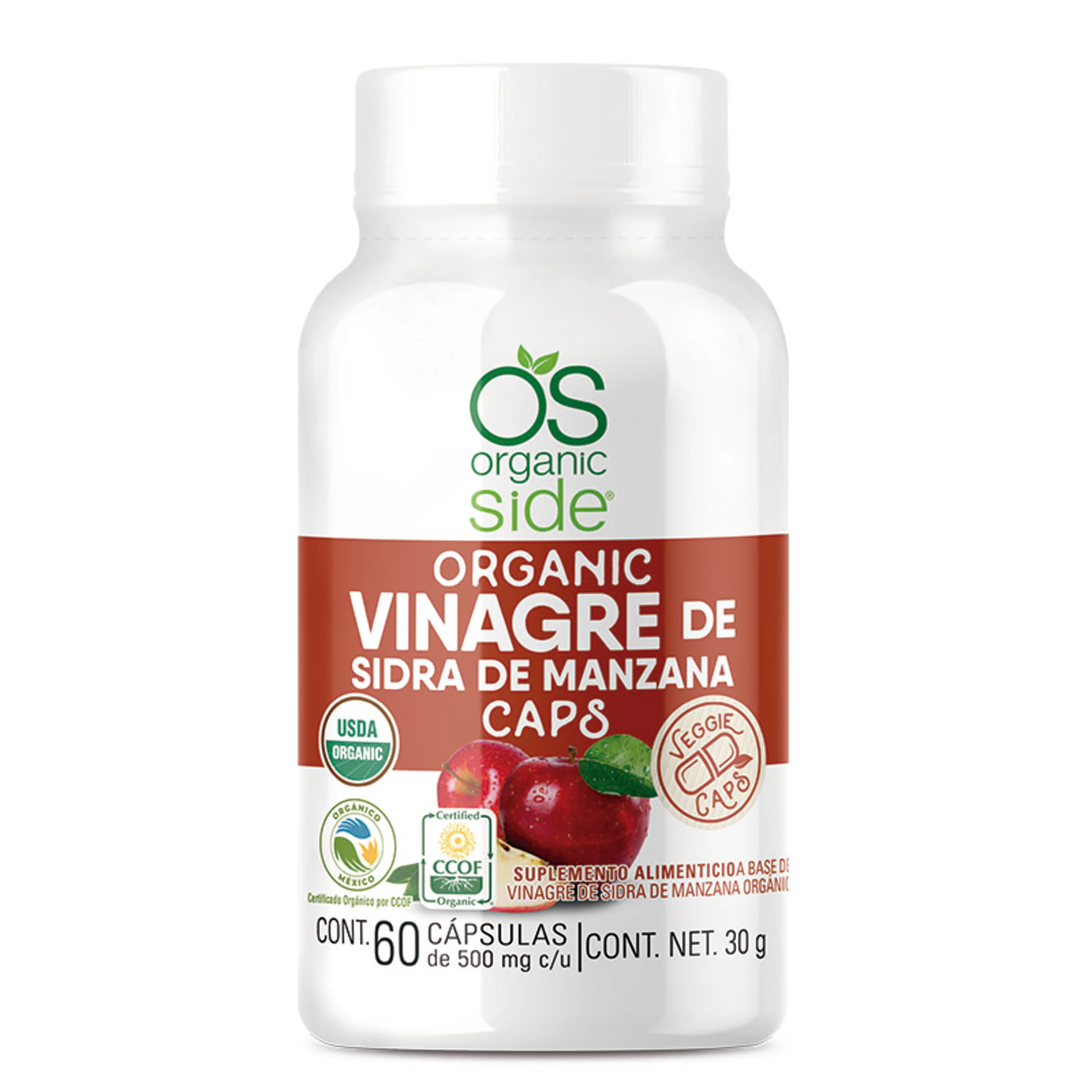 Organic Side Vinagre de Manzana con 60 Cápsulas