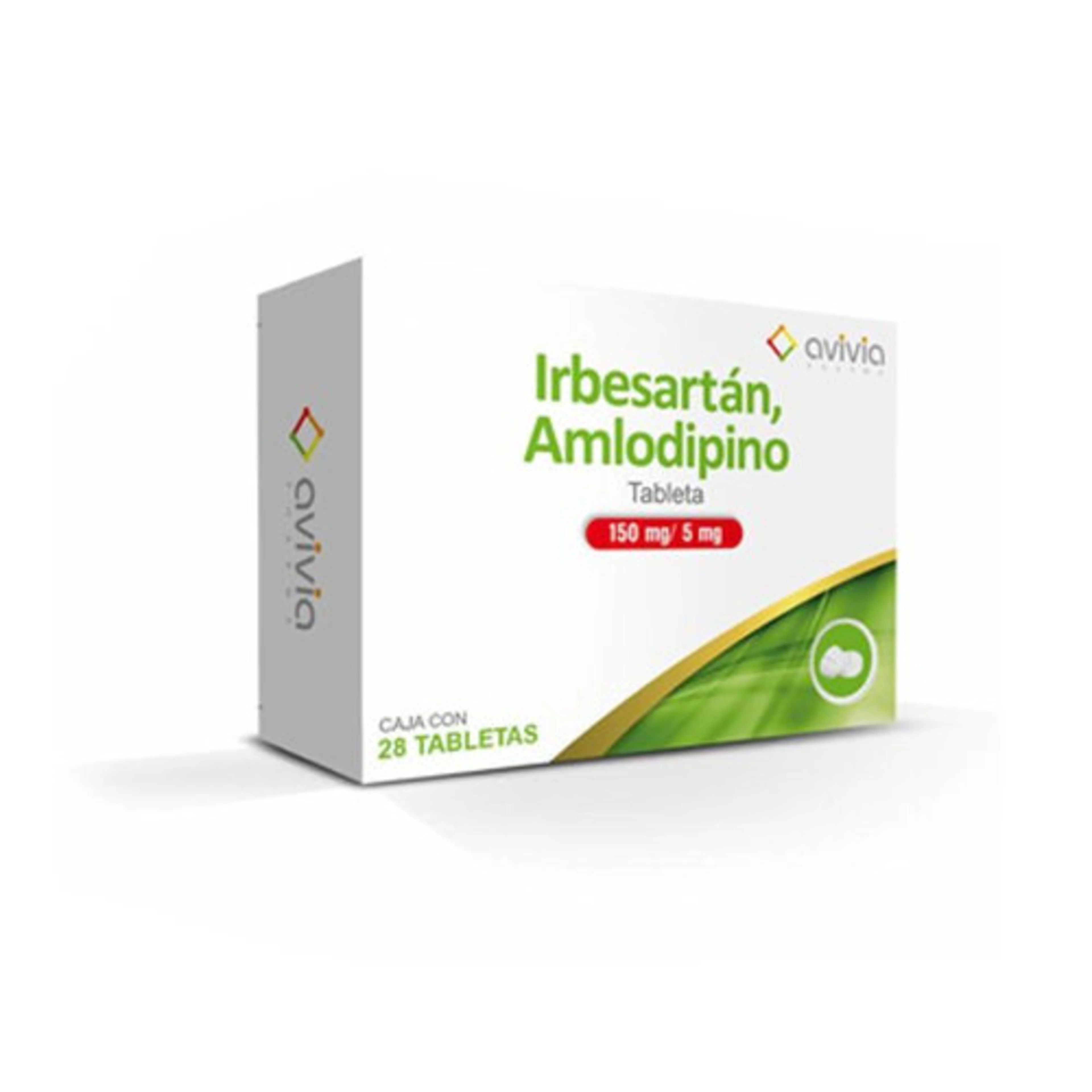 Amlodipino Irbesartán 150 Mg / 5 Mg Con Con 28 Tabletas