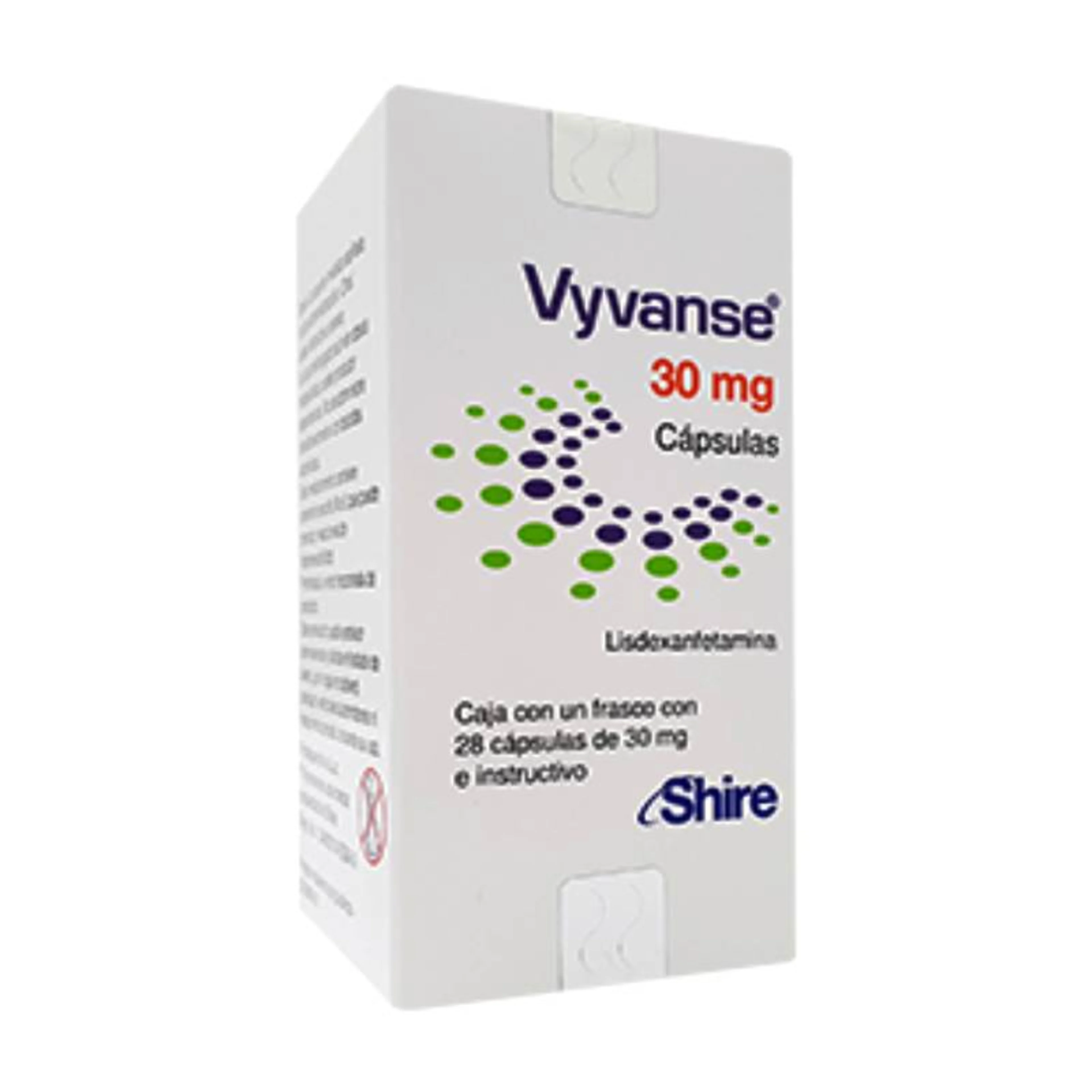 Vyvanse lisdexanfetamina 30 mg con 28 cápsulas