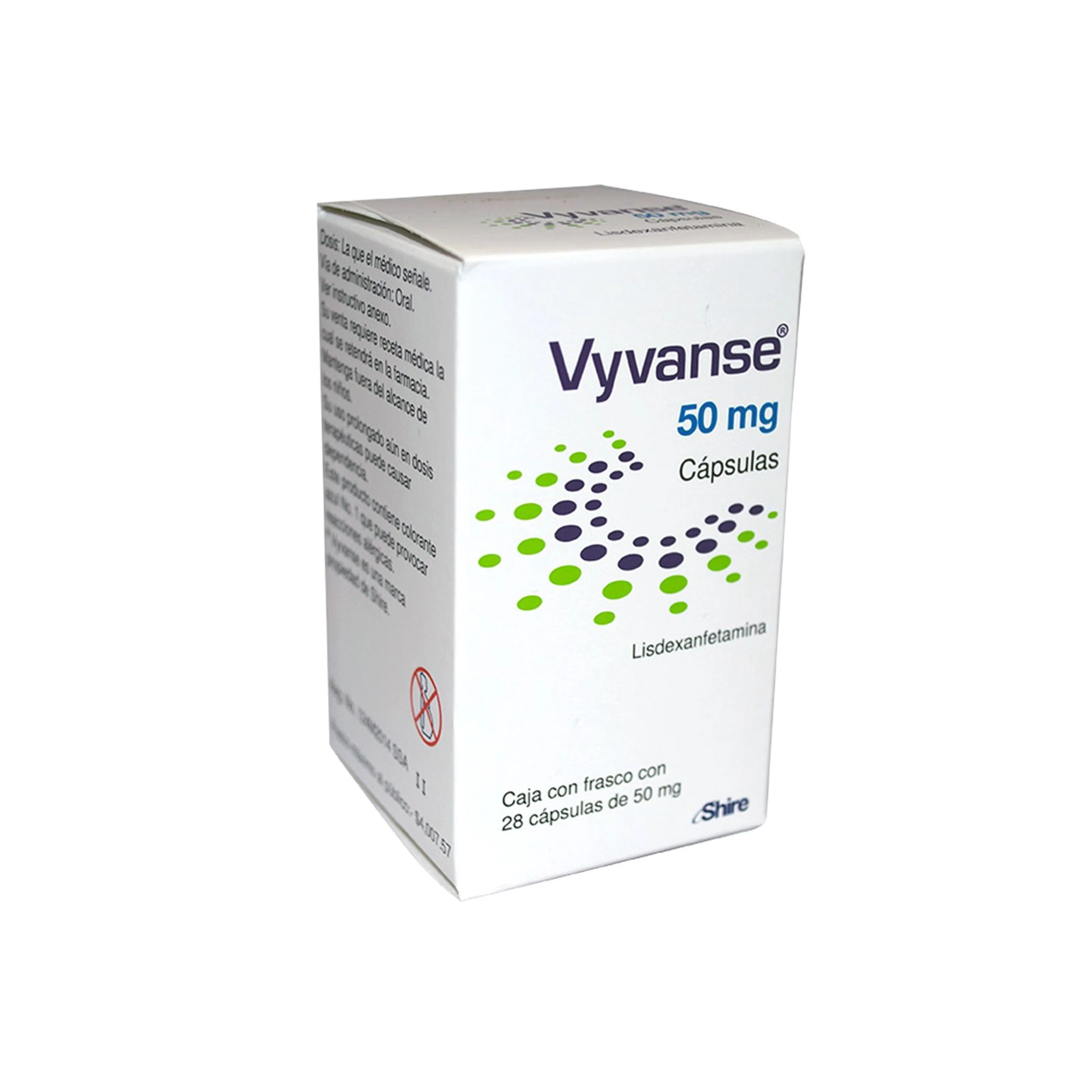 Vyvanse lisdexanfetamina 50 mg con 28 cápsulas