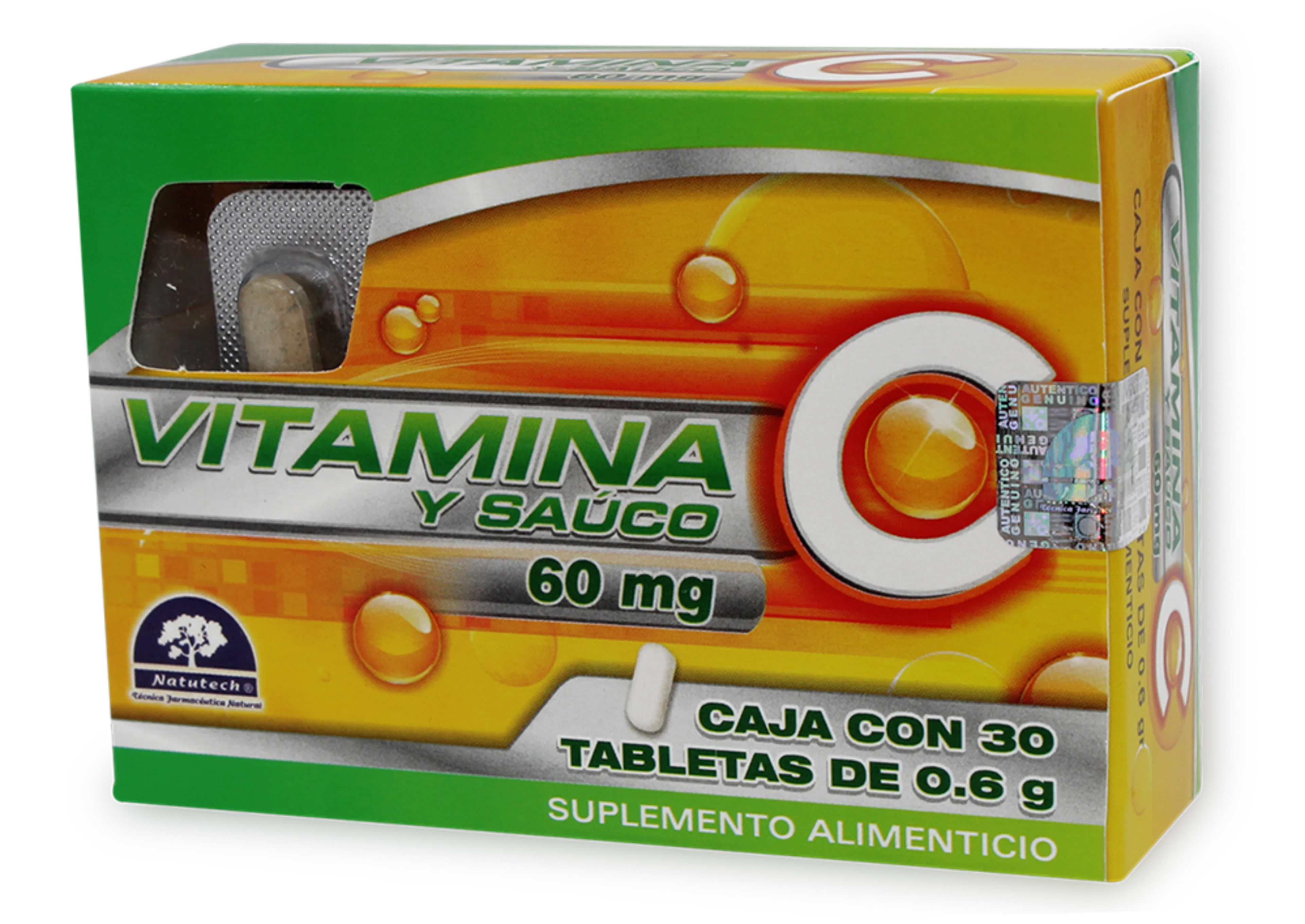 Vitamina C y Saúco con 30 Tabletas de 60 mg