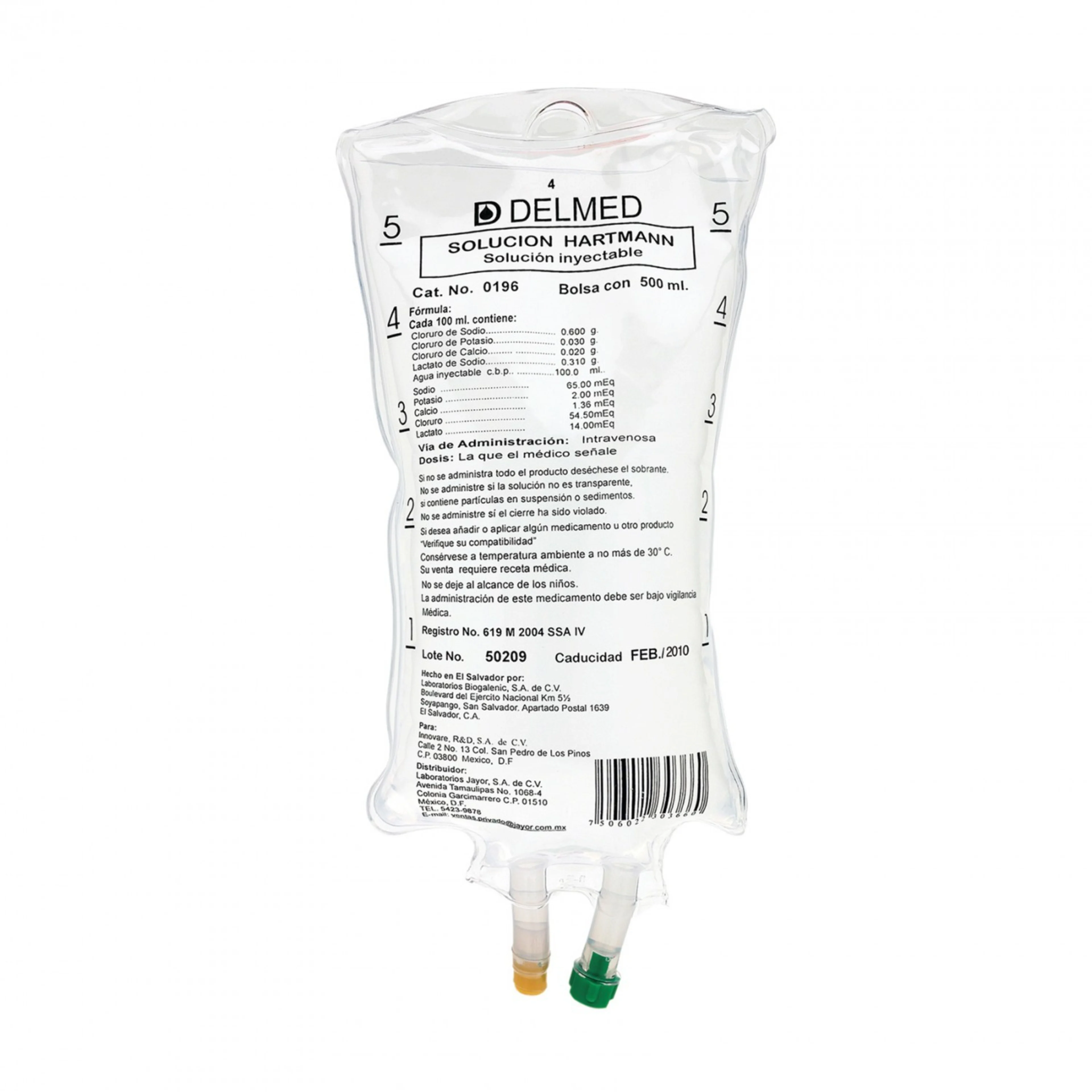Delmed Solución Hartmann 600/30/20/310 Mg Con 500 Ml Solución