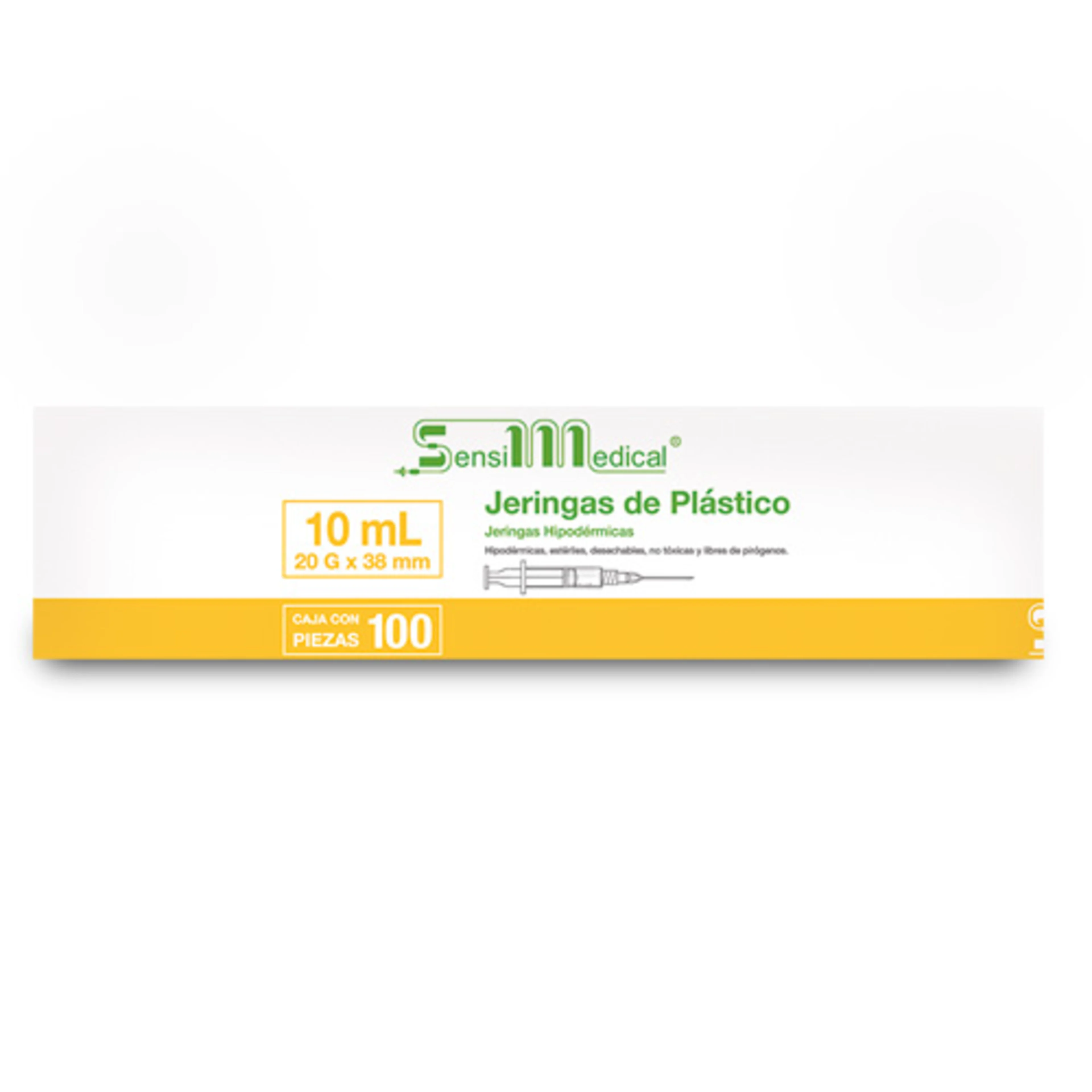 Sensimedical Jeringa 10 Ml Con Aguja 20 G × 38 Mm Con 100 Piezas