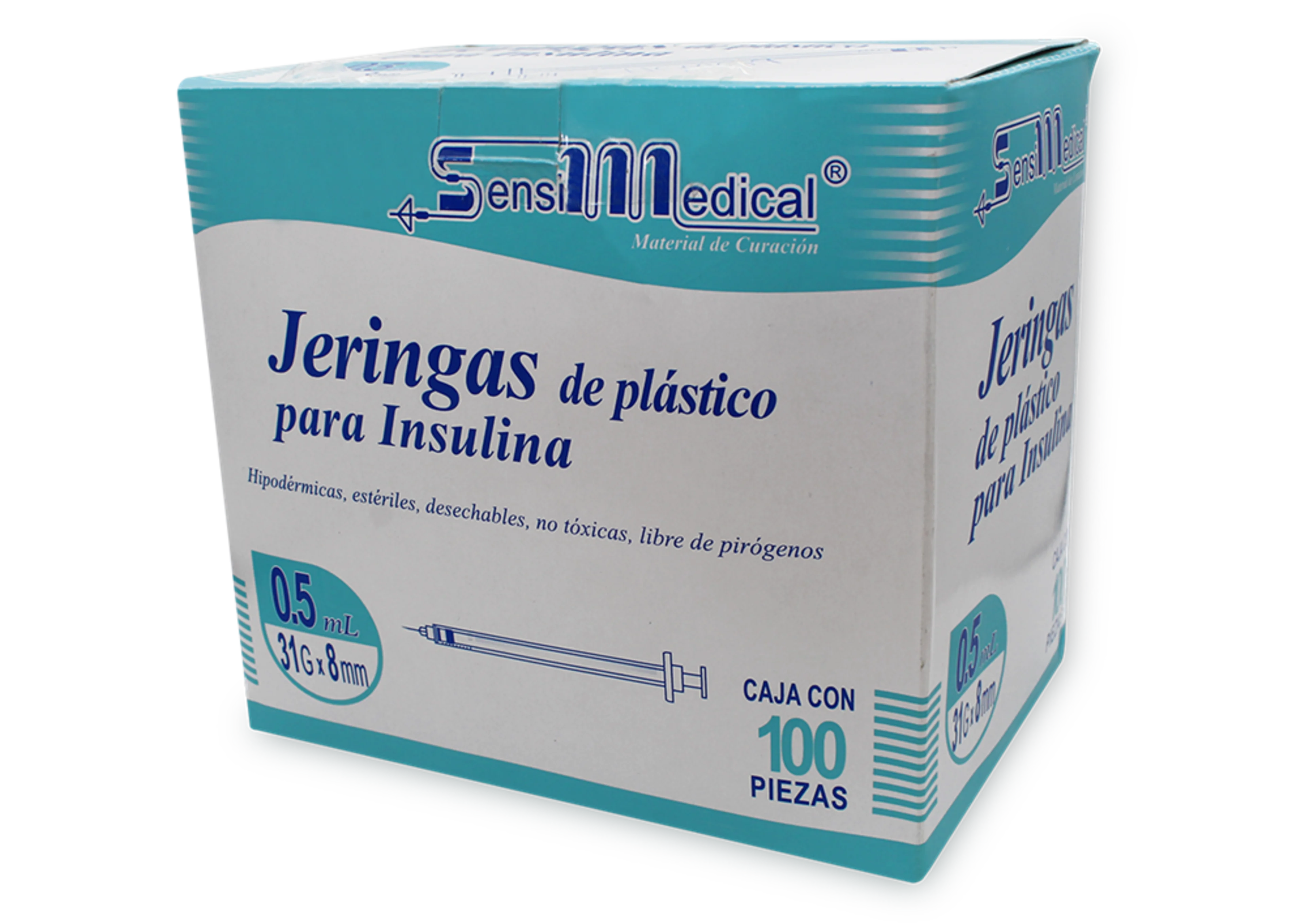 Sensi Medical Jeringa Para Insulina De 31X8Mm Para 0.5 Ml Con 100 Piezas