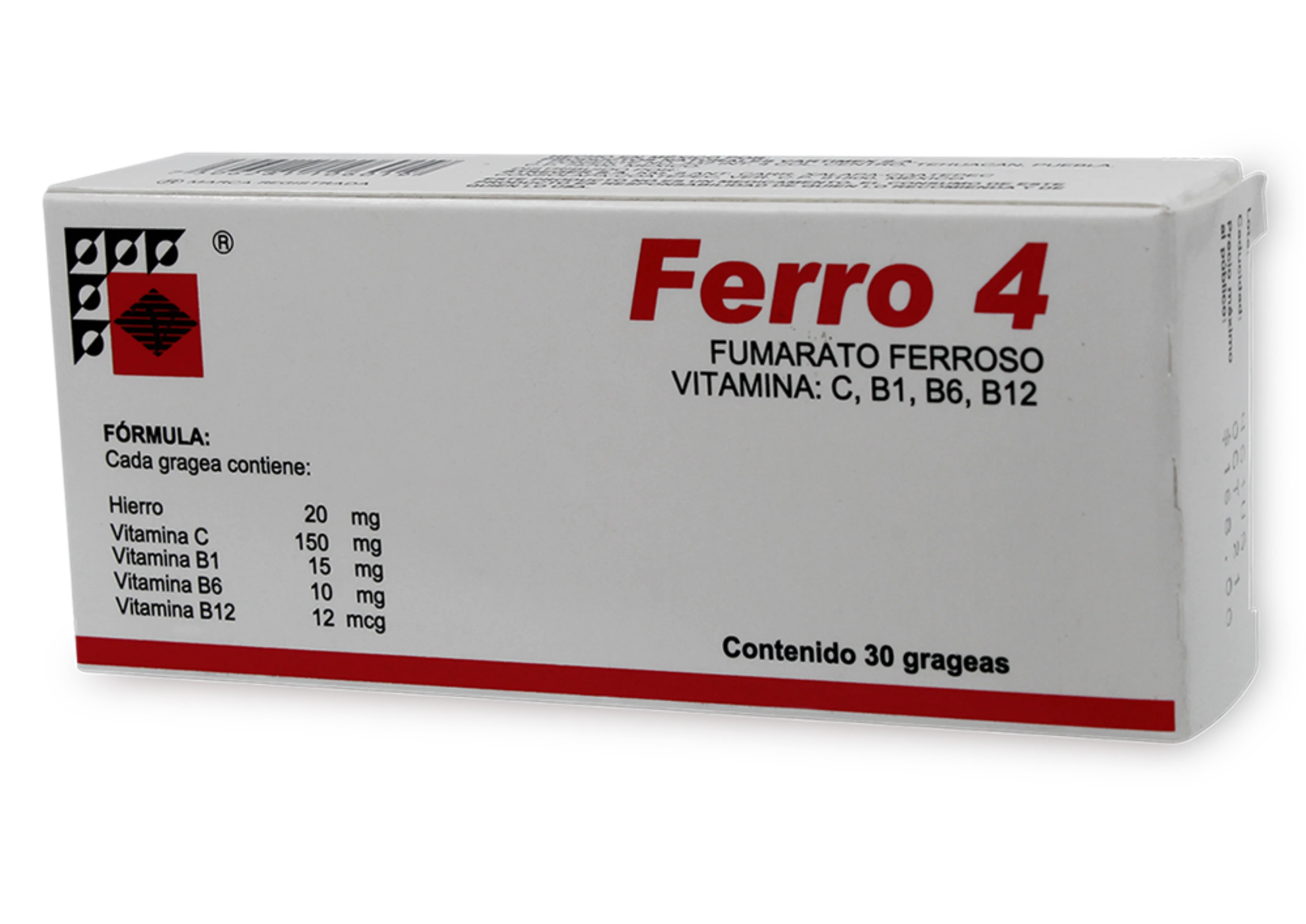 Ferro-4 20/150/15/ 10/0.012 Mg Con 30 Grageas
