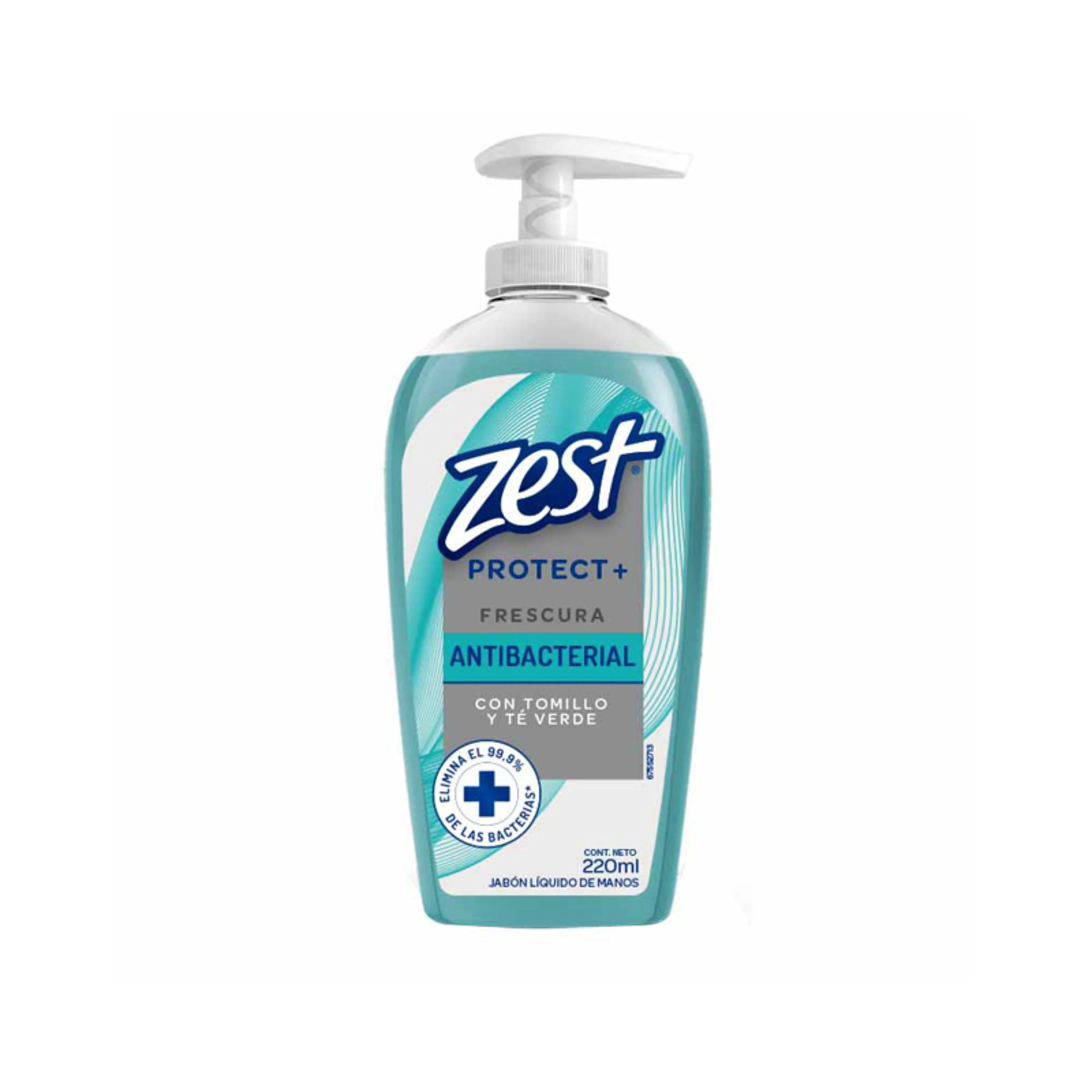 Zest protect+ jabón líquido manos antibacterial con tomillo y té verde 220 ml botella
