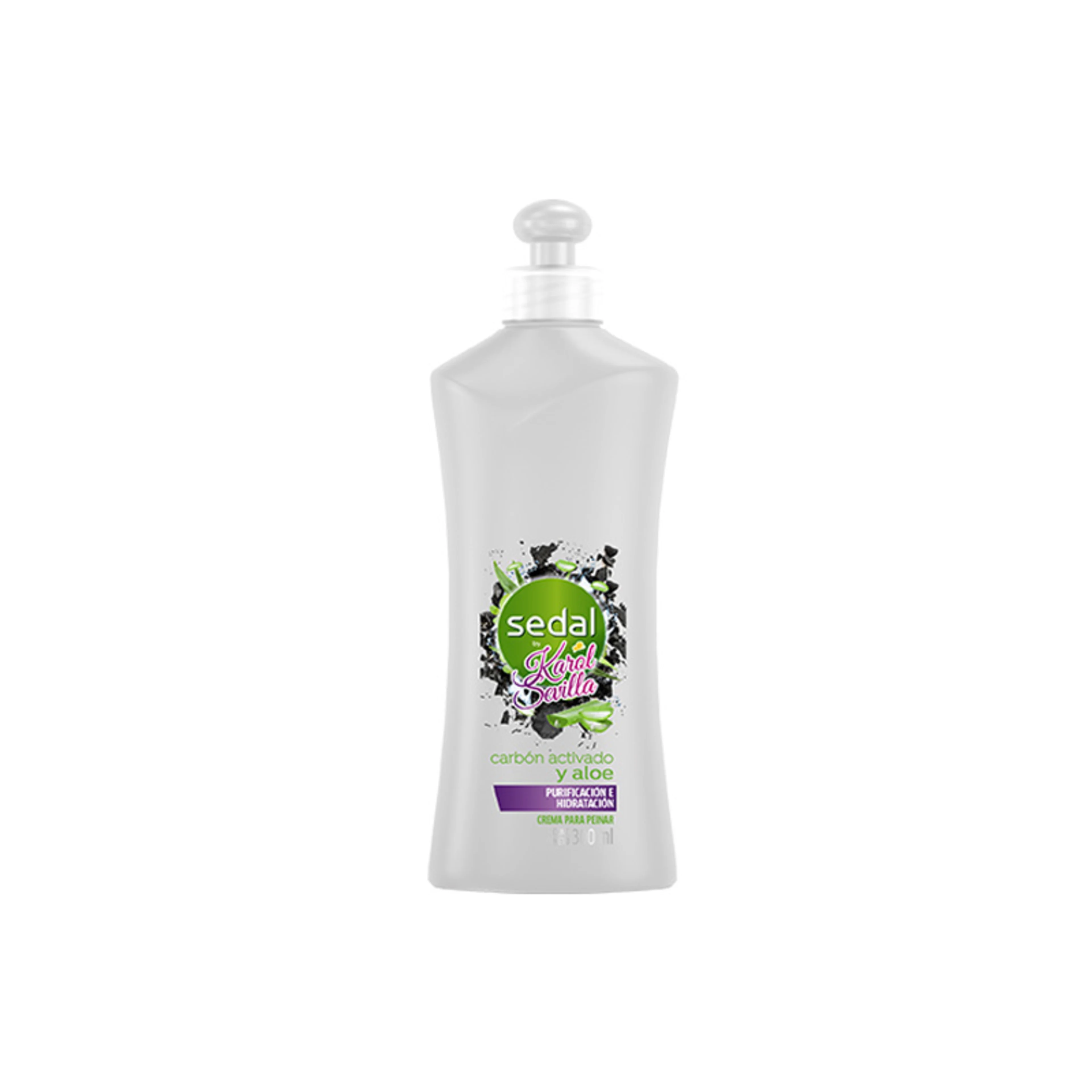 Sedal by karol sevilla crema para peinar carbon activado y aloe 300 ml botella