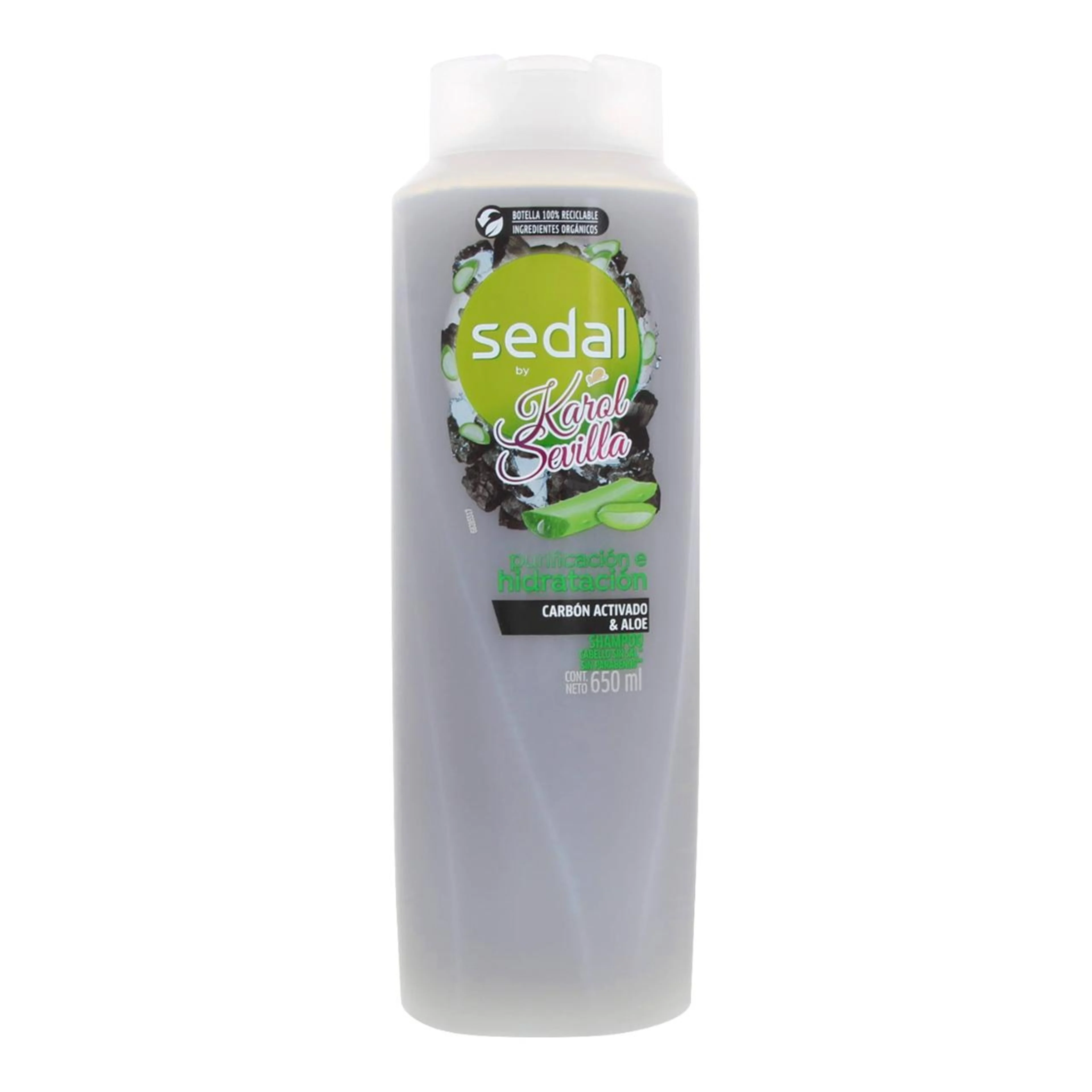 Sedal by karol sevilla shampoo carbon activado y aloe 650 ml botella