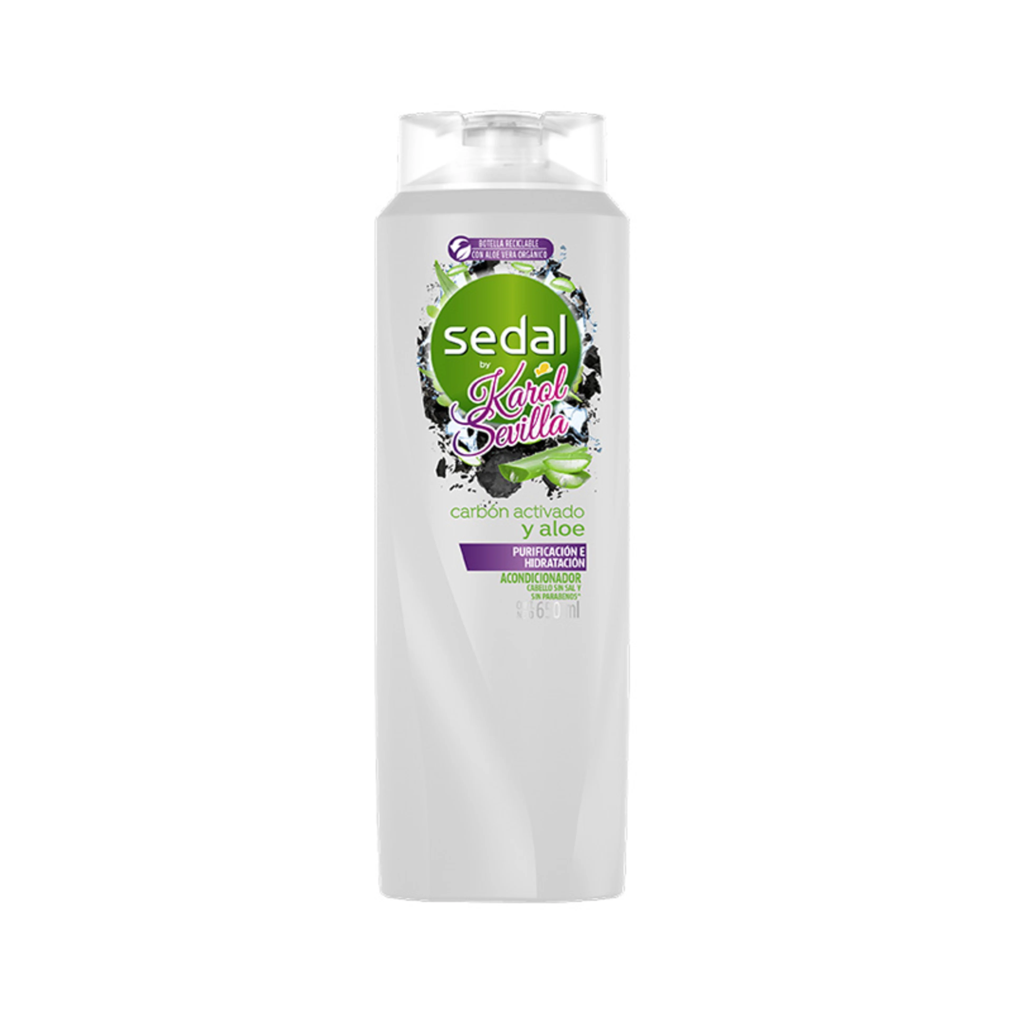 Sedal by karol sevilla acondicionador carbon activado y aloe 650 ml botella