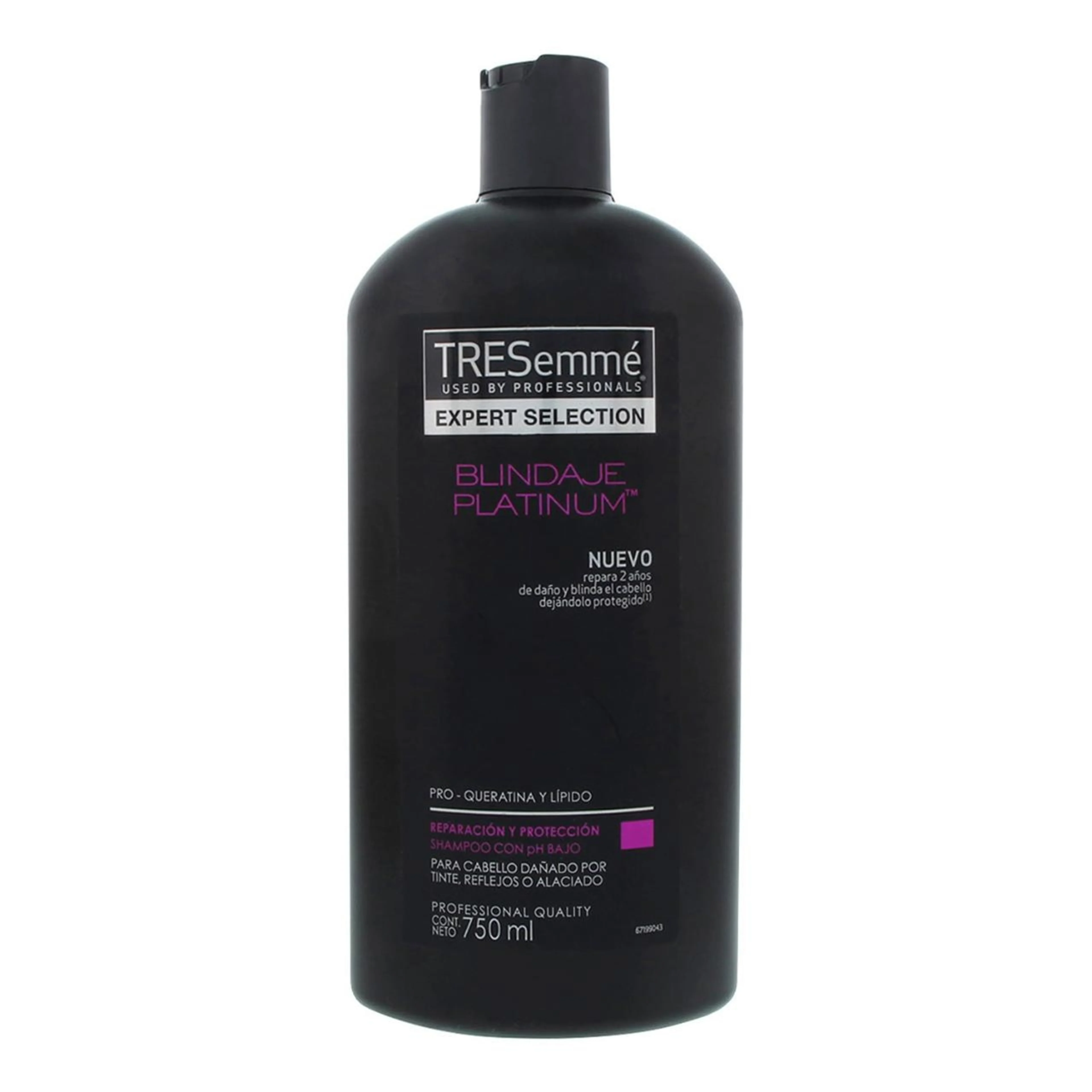 Shampoo tresemmé blindaje platinum pro-queratina y lípido 750 ml.