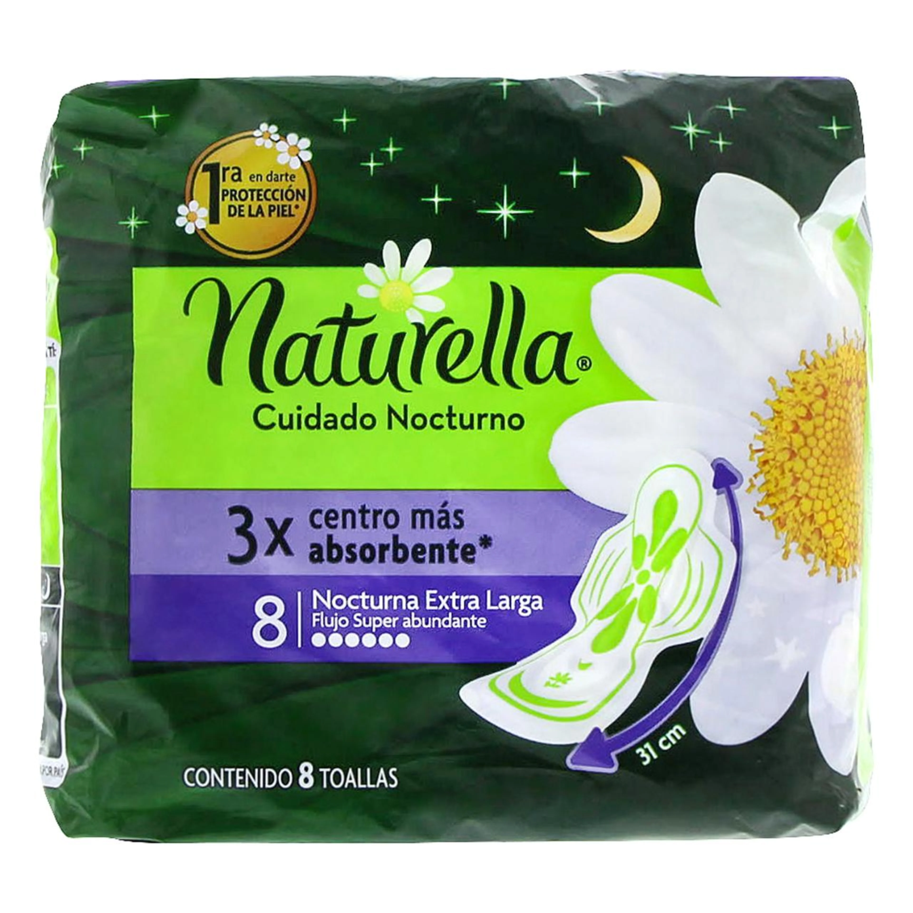 Naturella Cuidado Nocturno Toallas Sanitarias Con Alas 8 Piezas