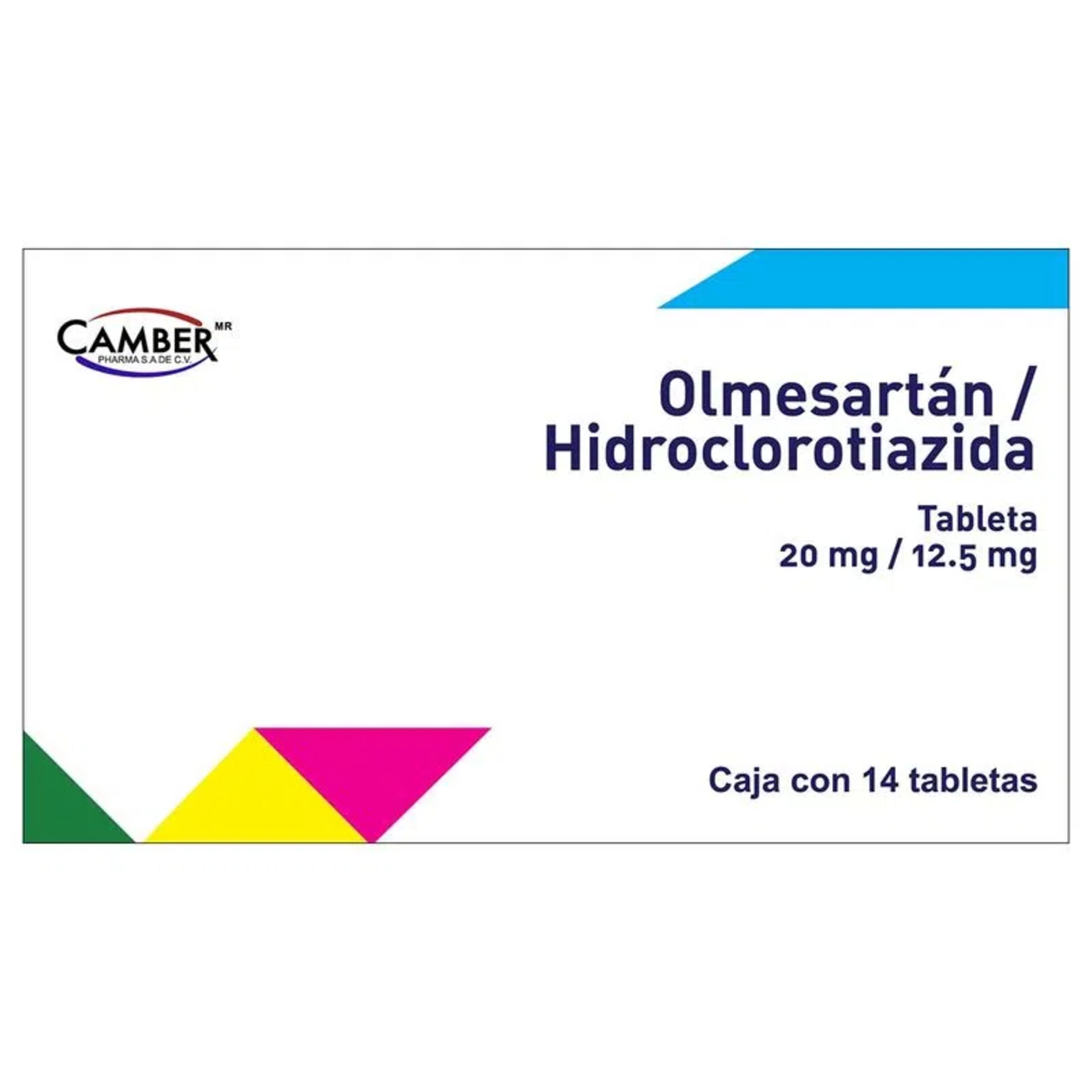 Olmesartán, Hidroclorotiazida 20/12.5 Mg Con 14 Tabletas