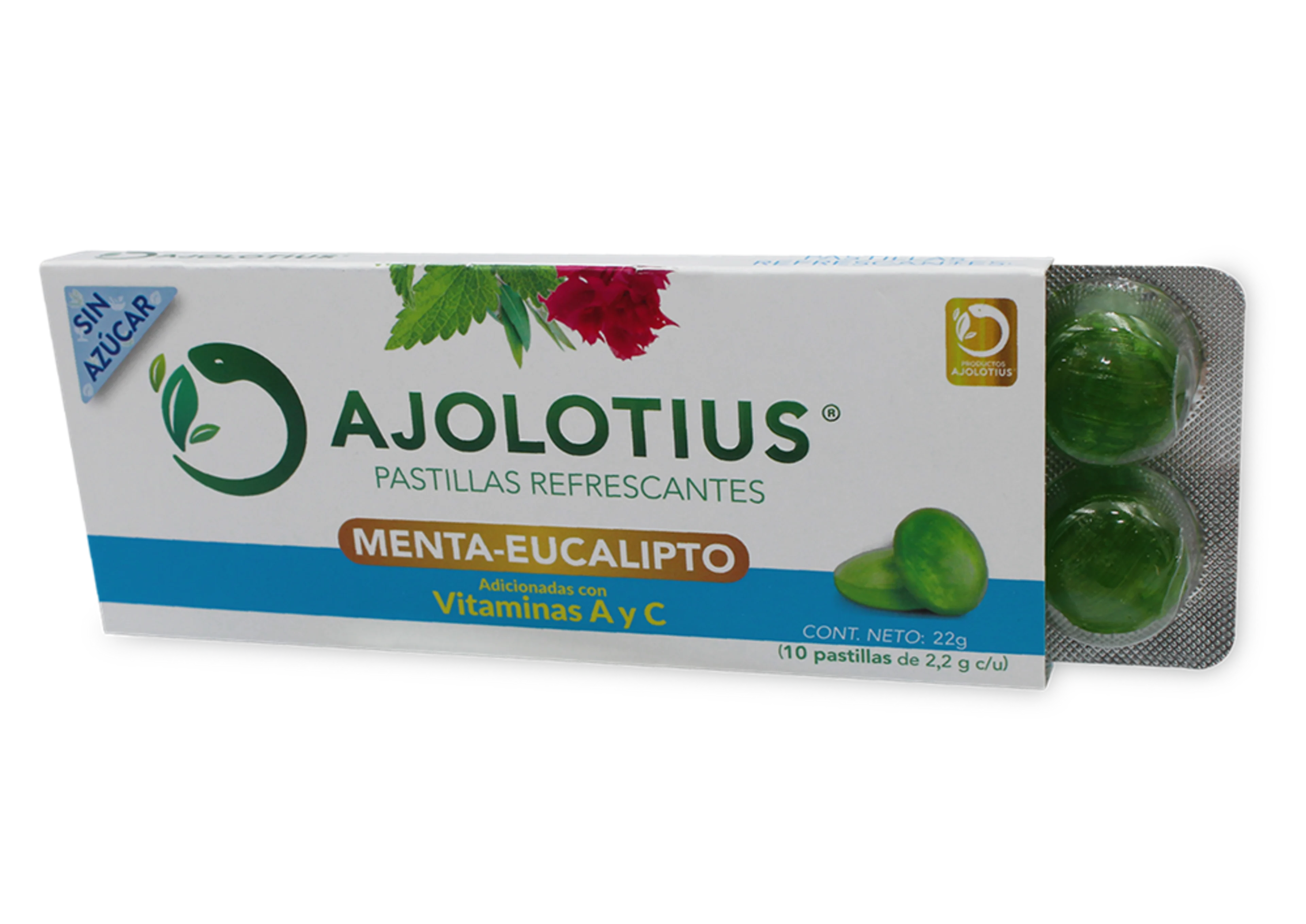 Ajolotius Pastillas Menta-Eucalipto Sin Azucar Con 10 Piezas