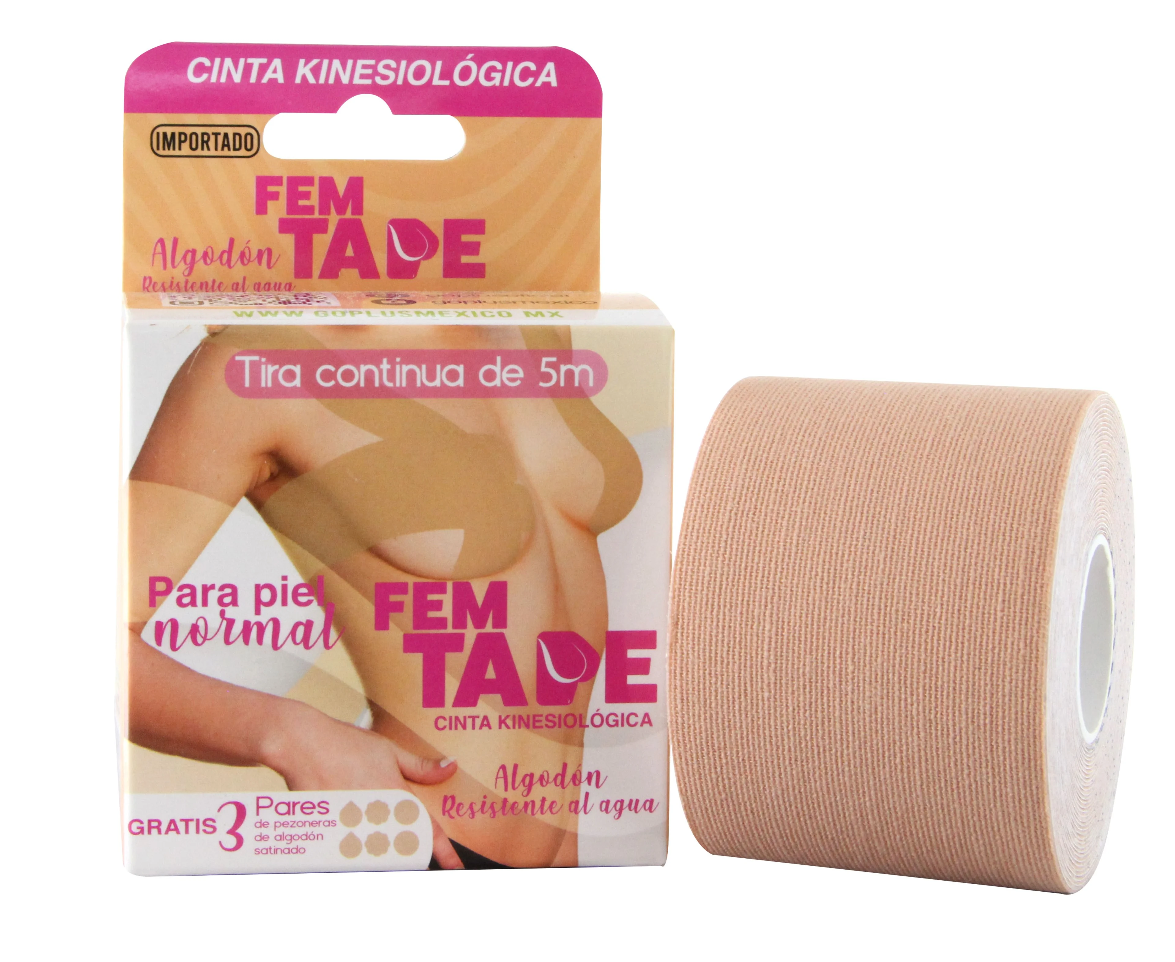 Go Plus Fem Tape Cinta Kinesiológica Con 1 Rollo De 5 M