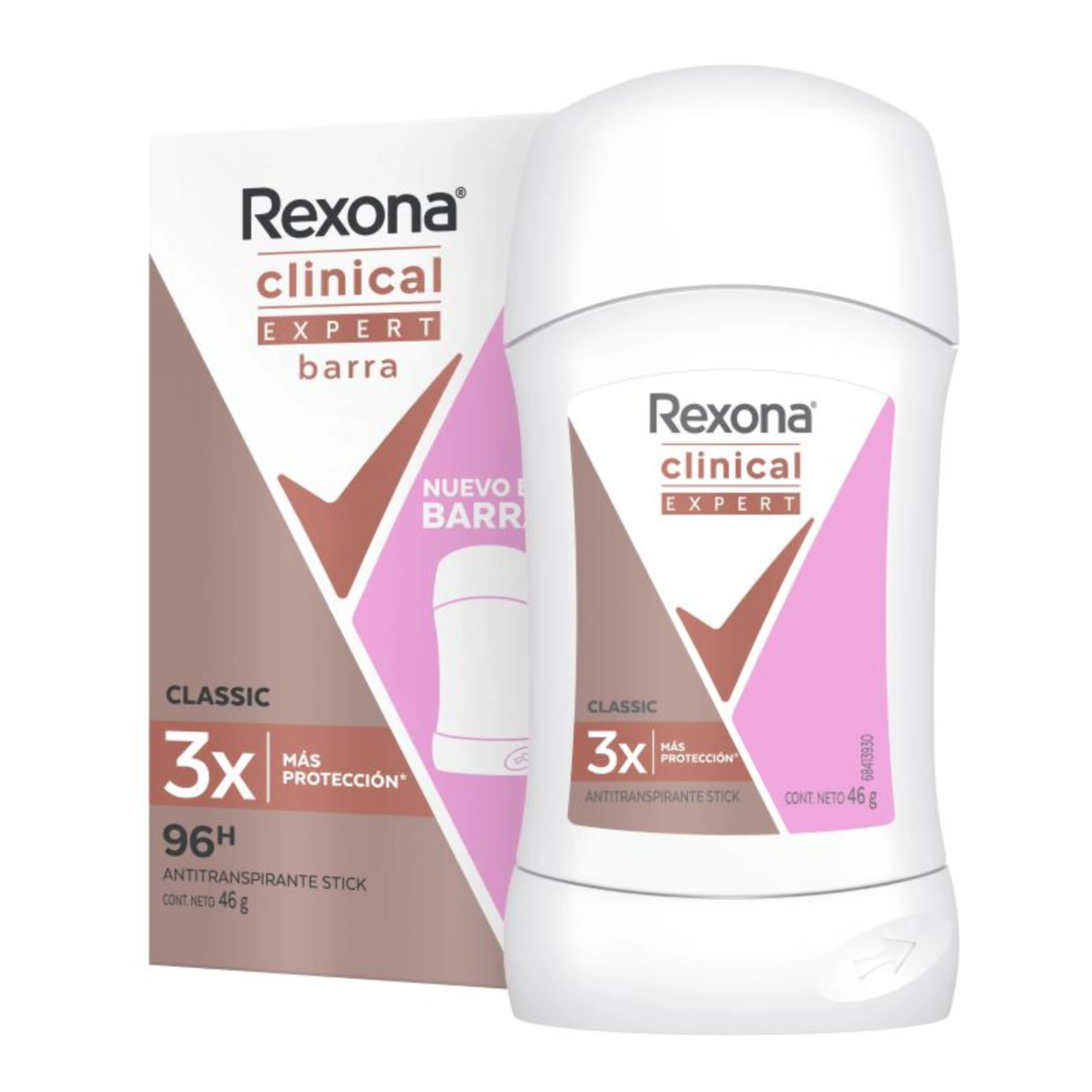 Rexona Woman Clinical Expert Classic Desodorante Antitranspirante En Barra Con 46 G