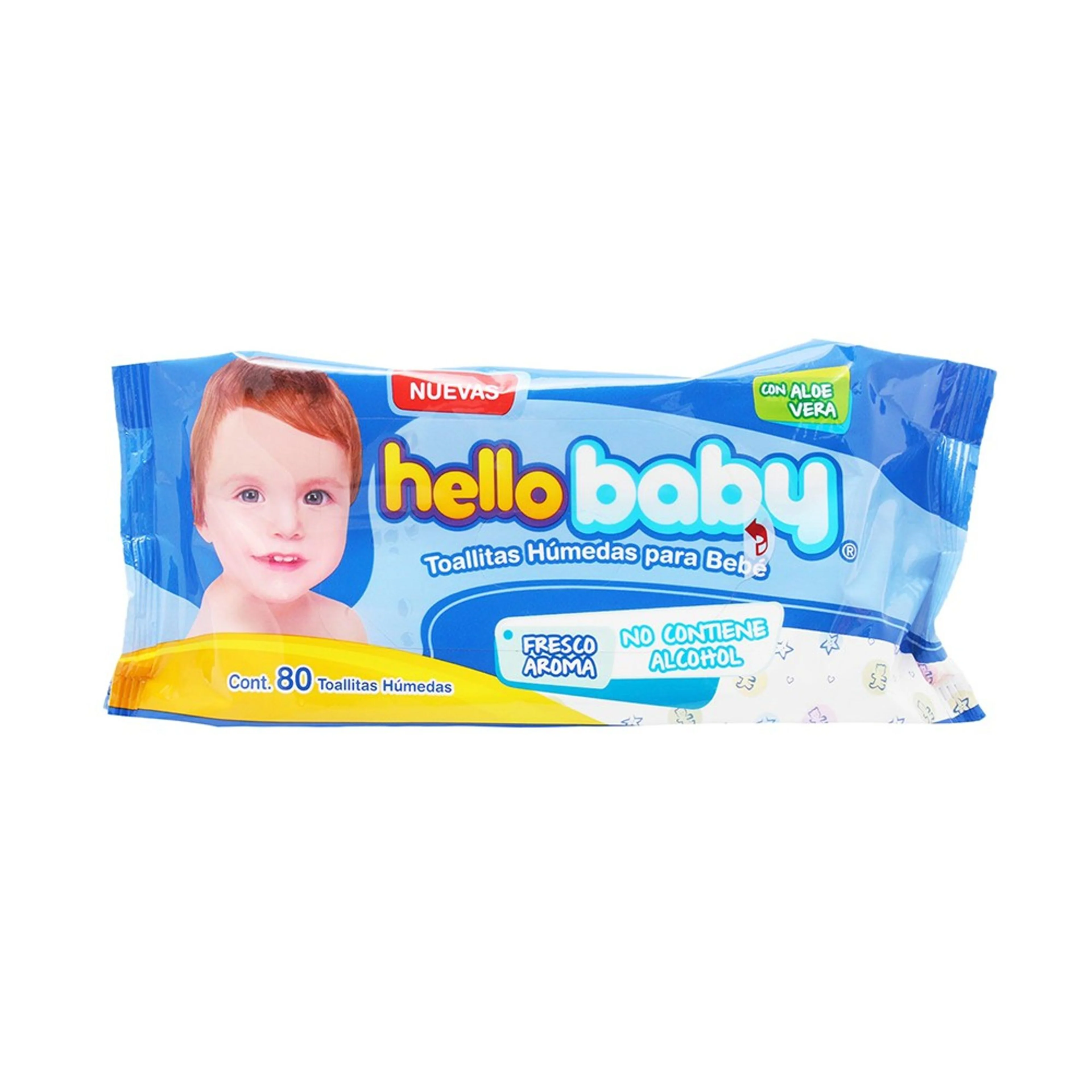 Toallitas para bebé hello baby aloe vera 80 pzas.