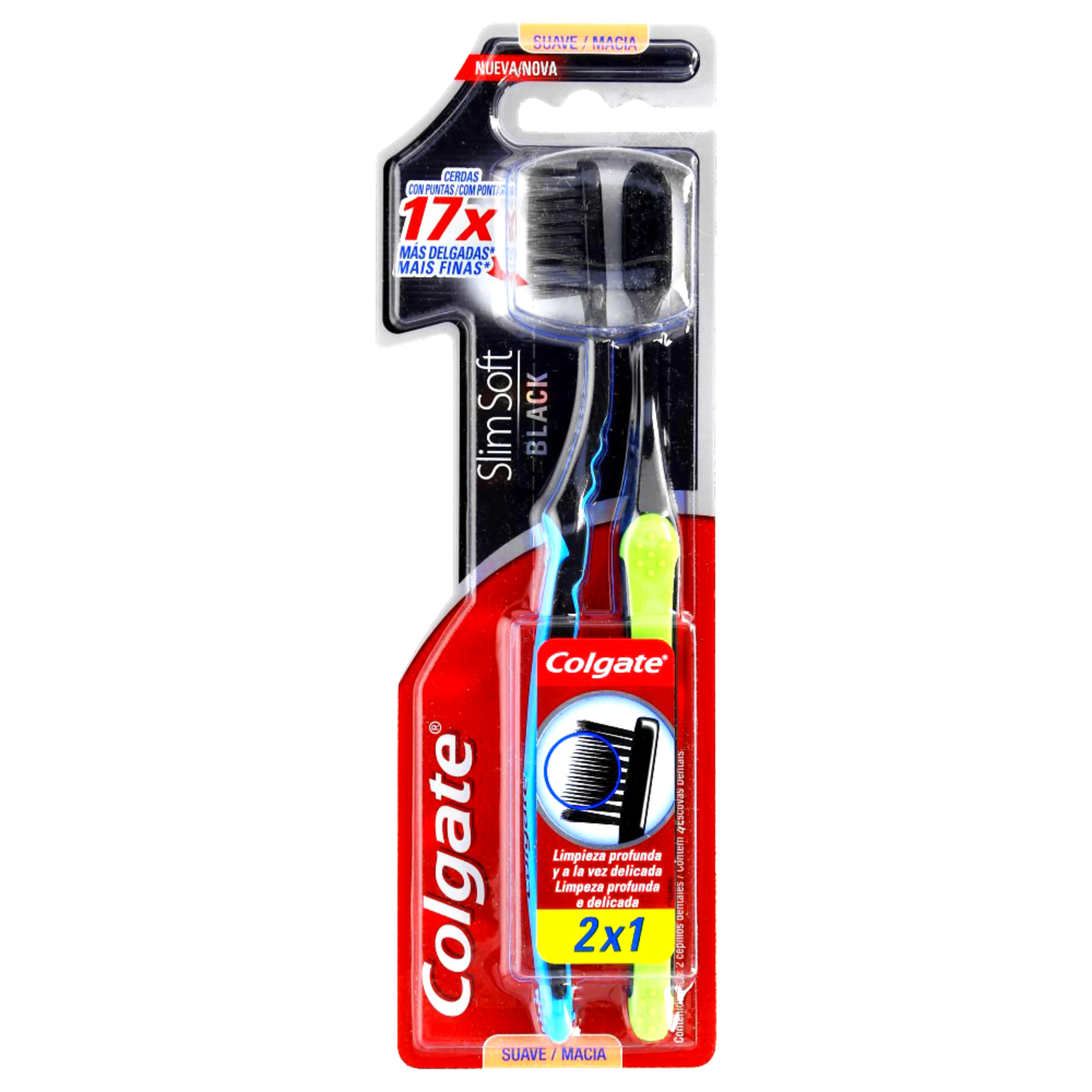 Colgate Slim Soft Black Cepillo Dental Con 2 Piezas