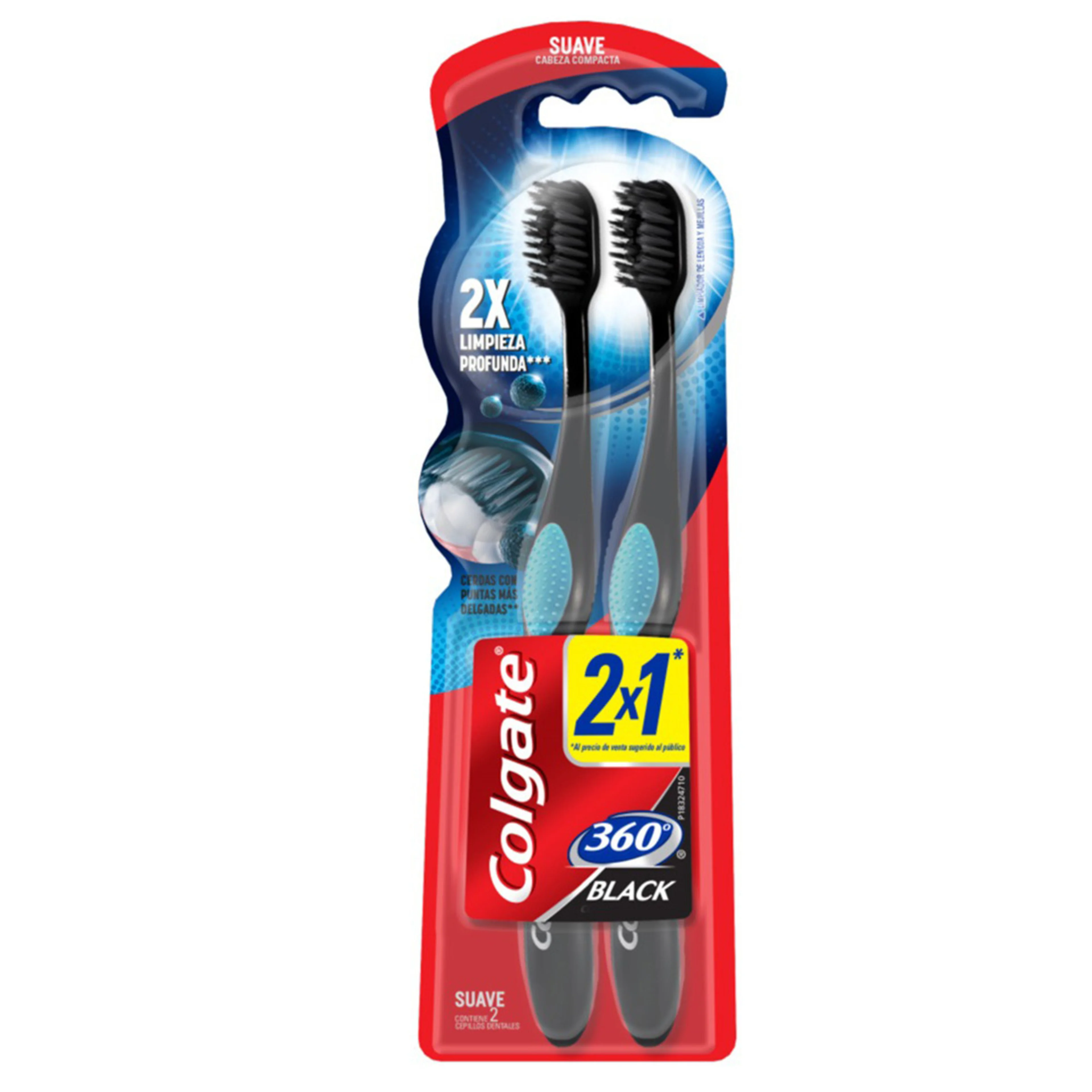 Colgate 360 Black Cepillo Dental Con 2 Piezas