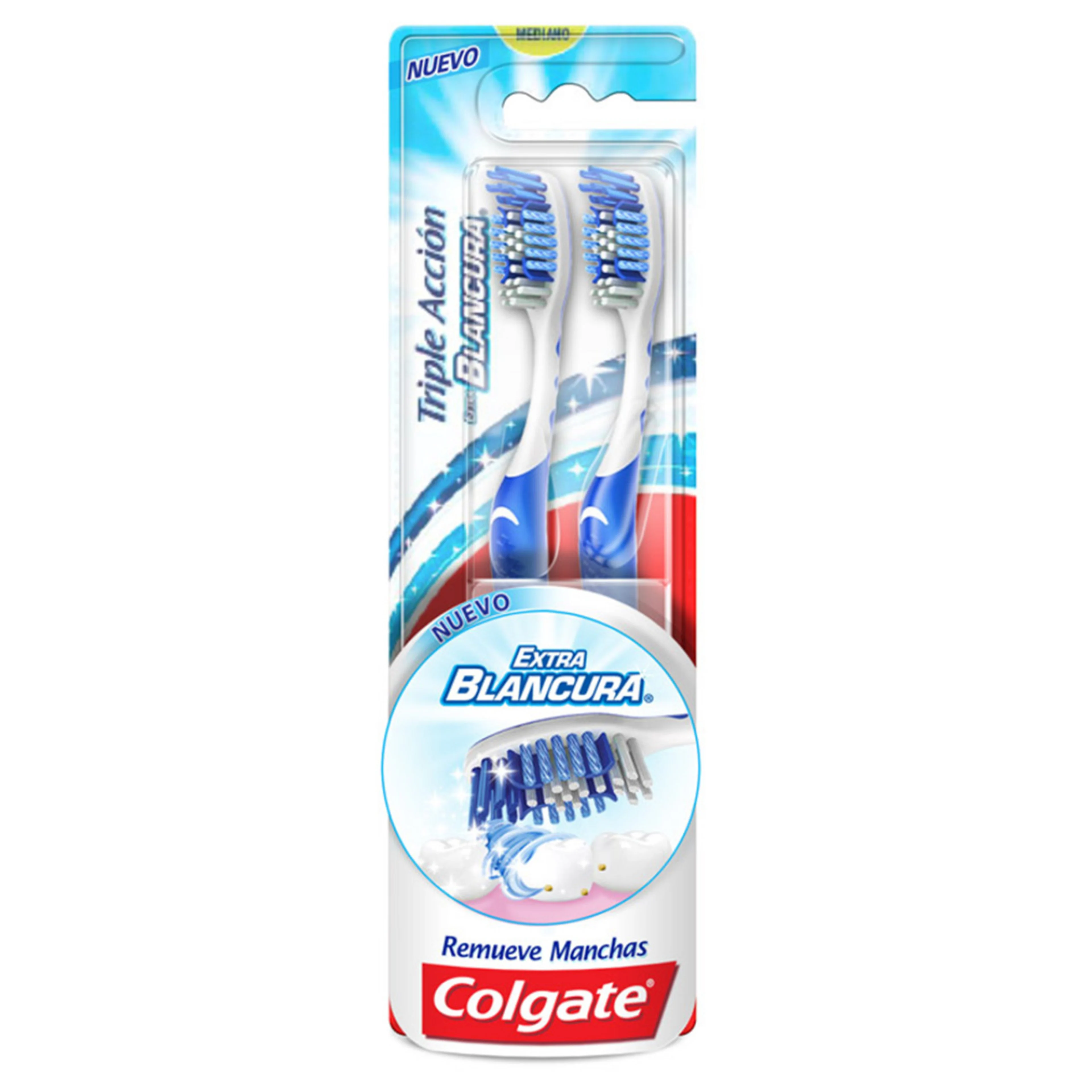 Colgate Triple Acción Blancura Cepillo Dental Con 2 Piezas