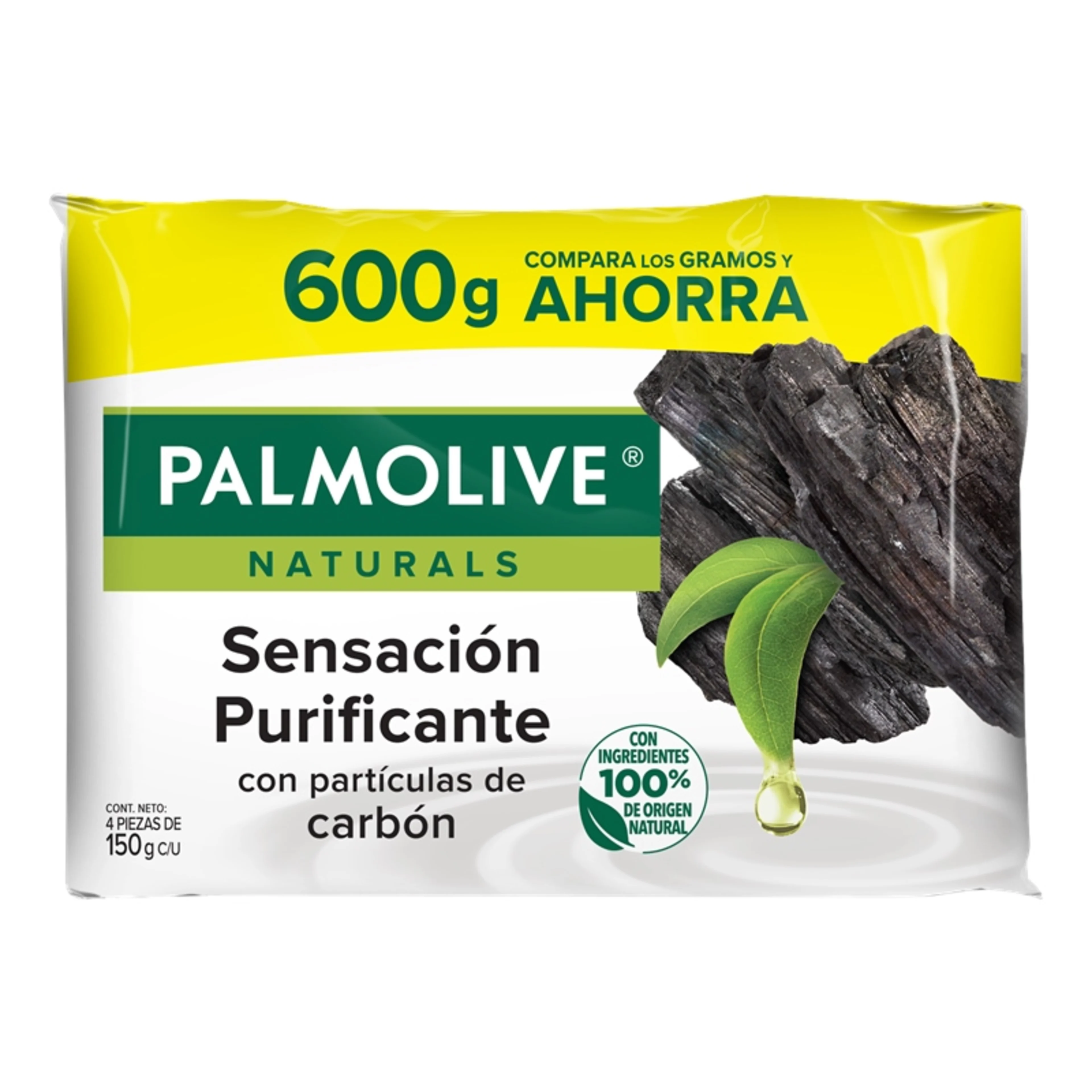 Palmolive jabón en barra naturals carbón activado ingredientes naturales 4 piezas paquete