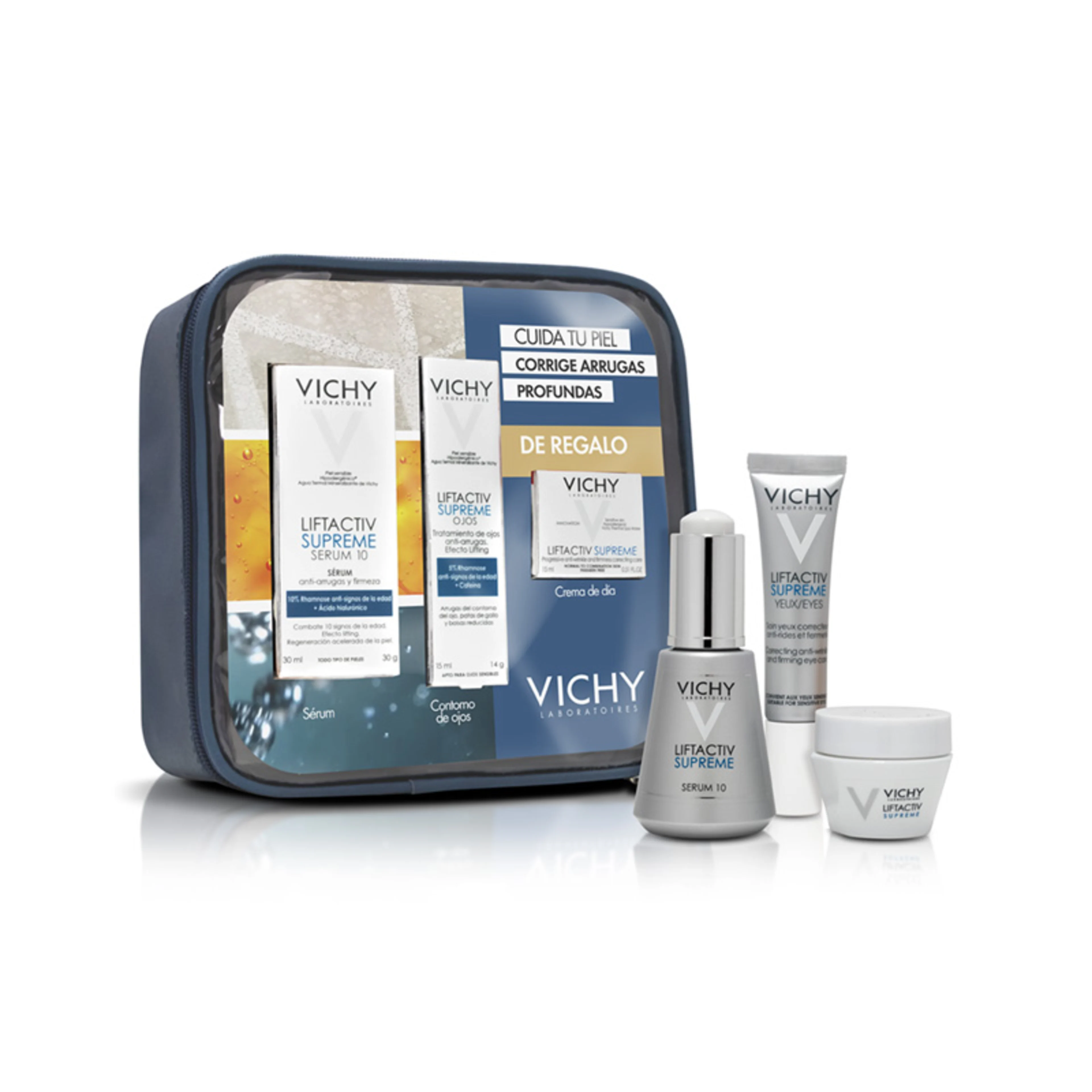 Vichy liftactiv serum 10+tratamiento de ojos+ crema de día 3 piezas paquete