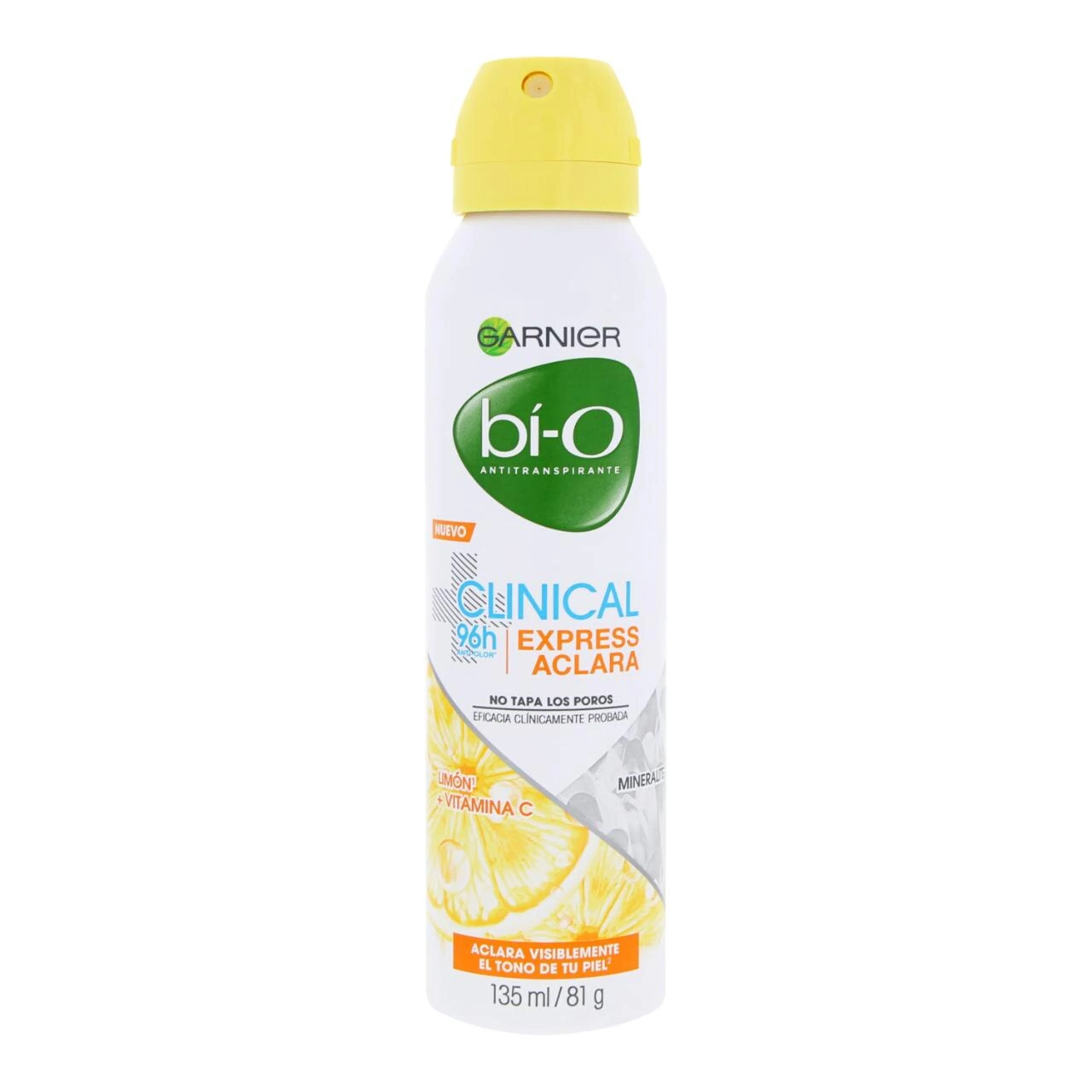Antitranspirante garnier bí-o express aclara en aerosol 135 ml.