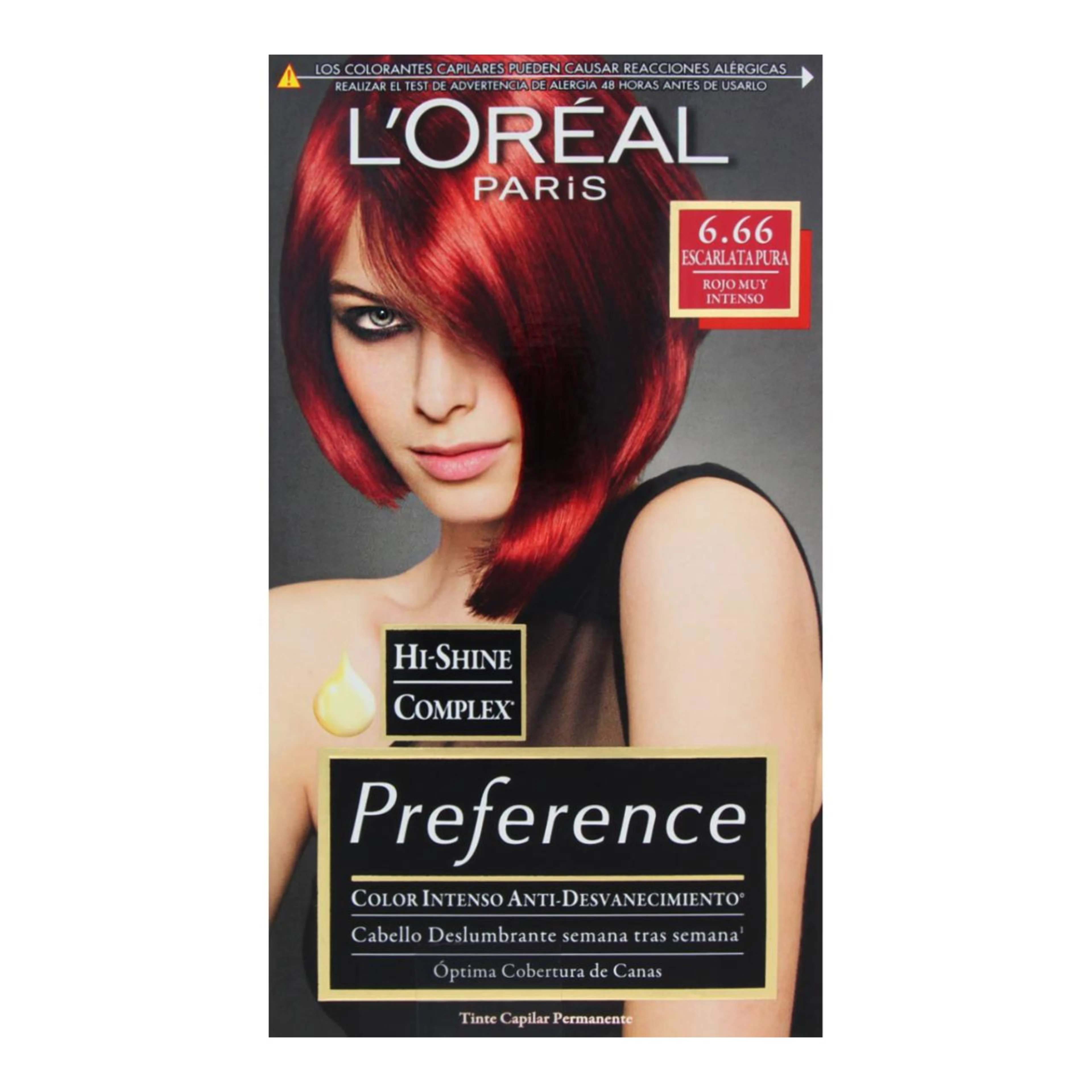 Tinte l’oréal preference color rojo muy intenso (6.66) 5 pzas.