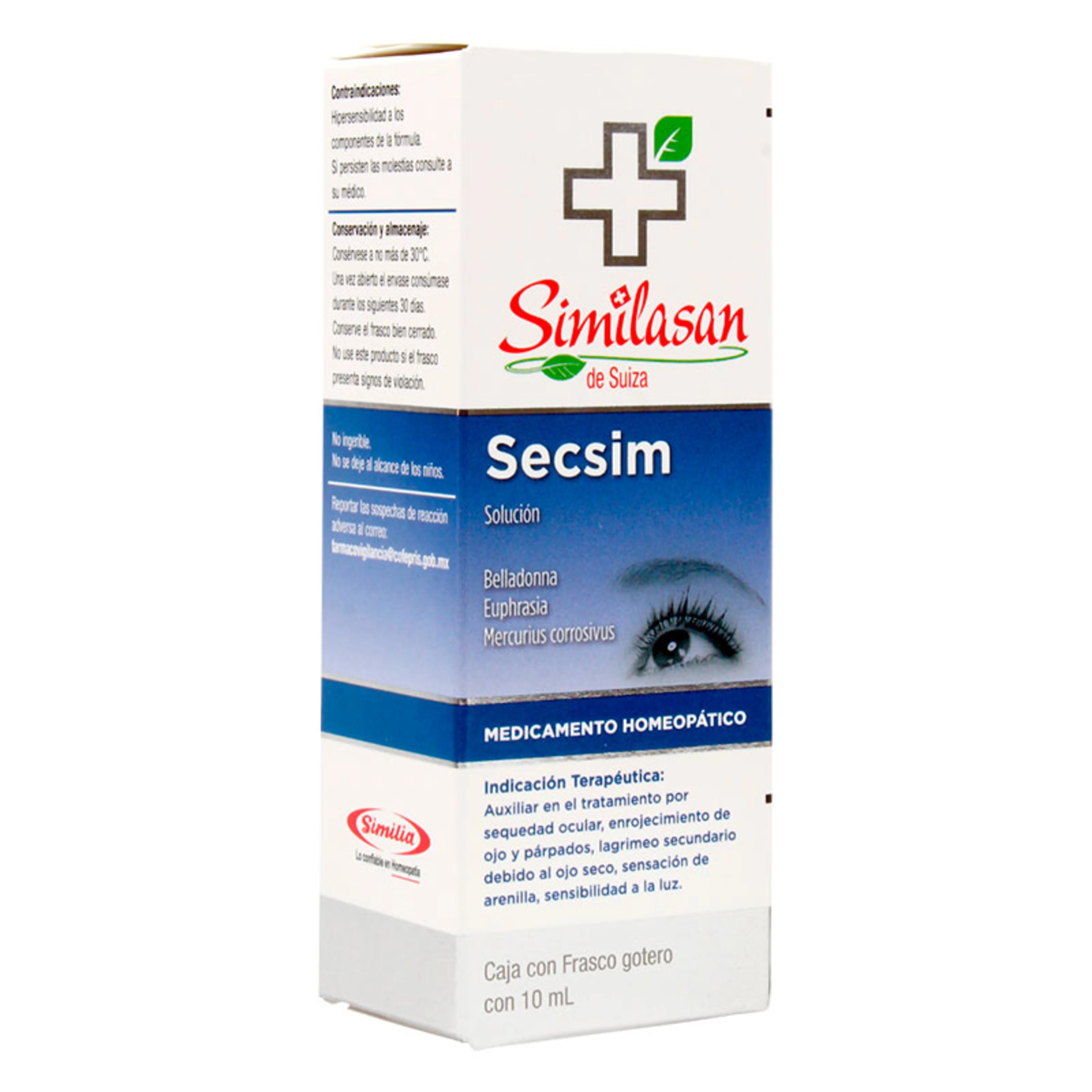 Similasan secsim solución auxiliar en el tratamiento por sequedad ocular 10 ml frasco gotero belladona 6 c