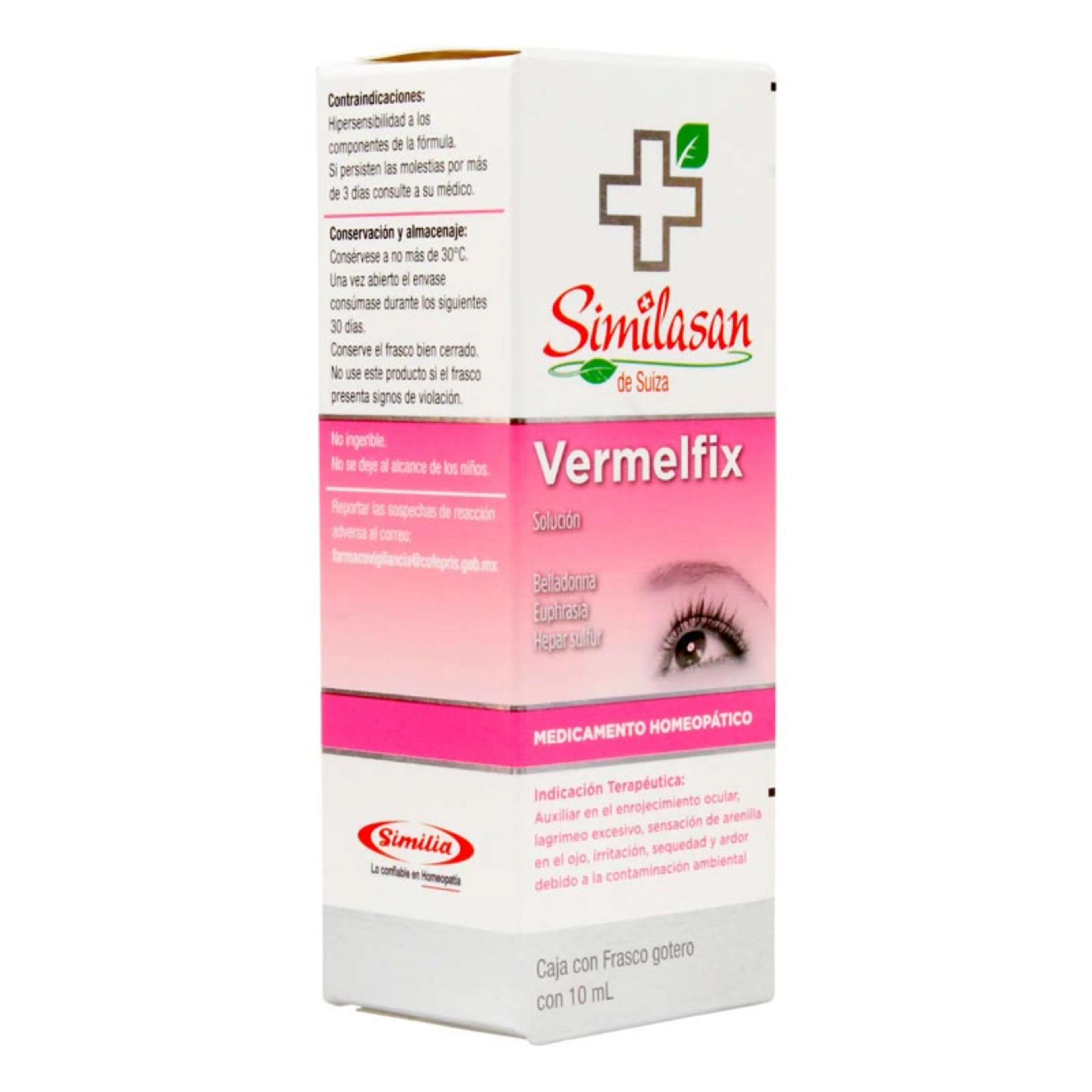 Similasan vermelfix solución auxiliar en el enrojecimiento y ardor ocular 10 ml frasco gotero belladona 6 c