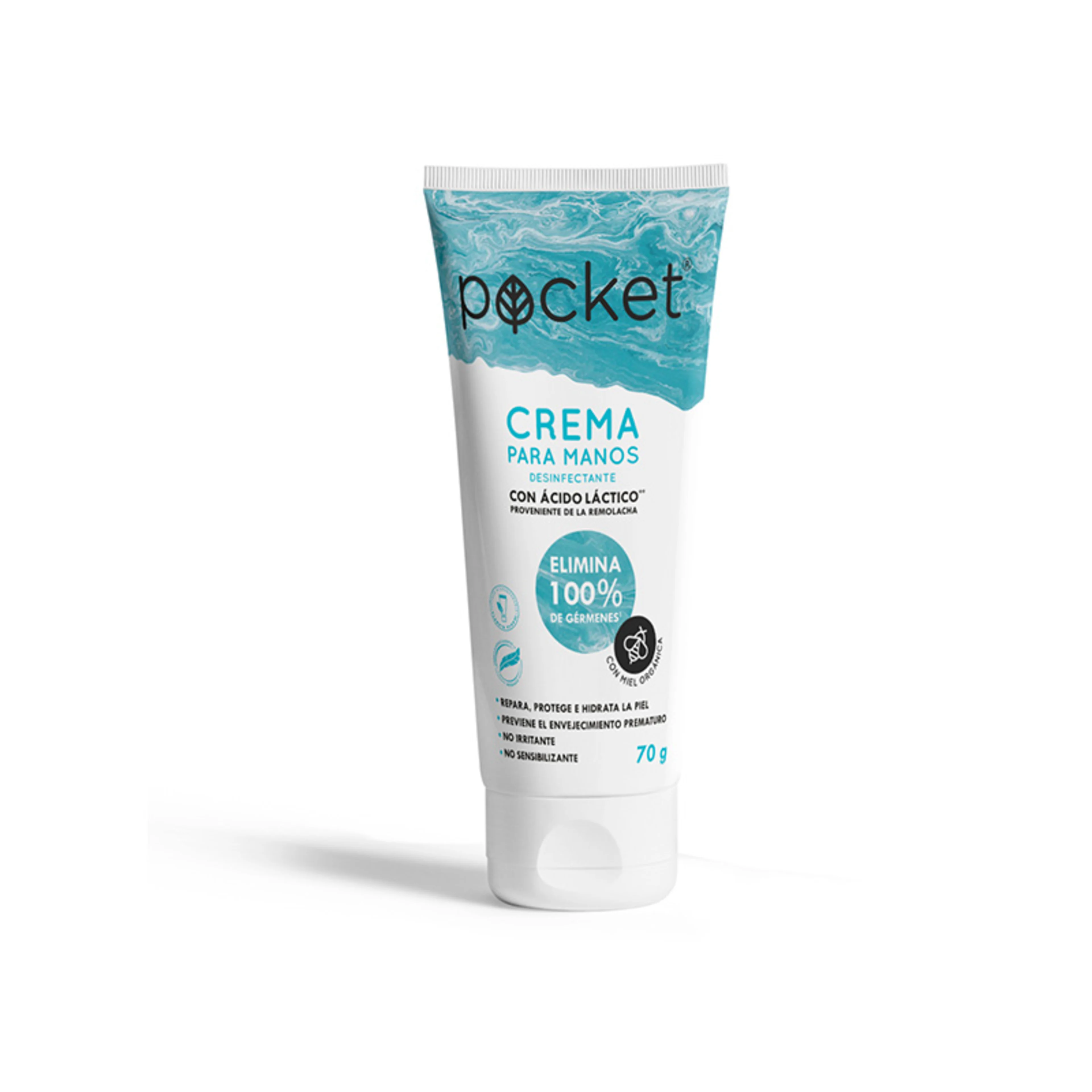 Pocket crema para manos desinfectante con ácido láctico 70 g tubo