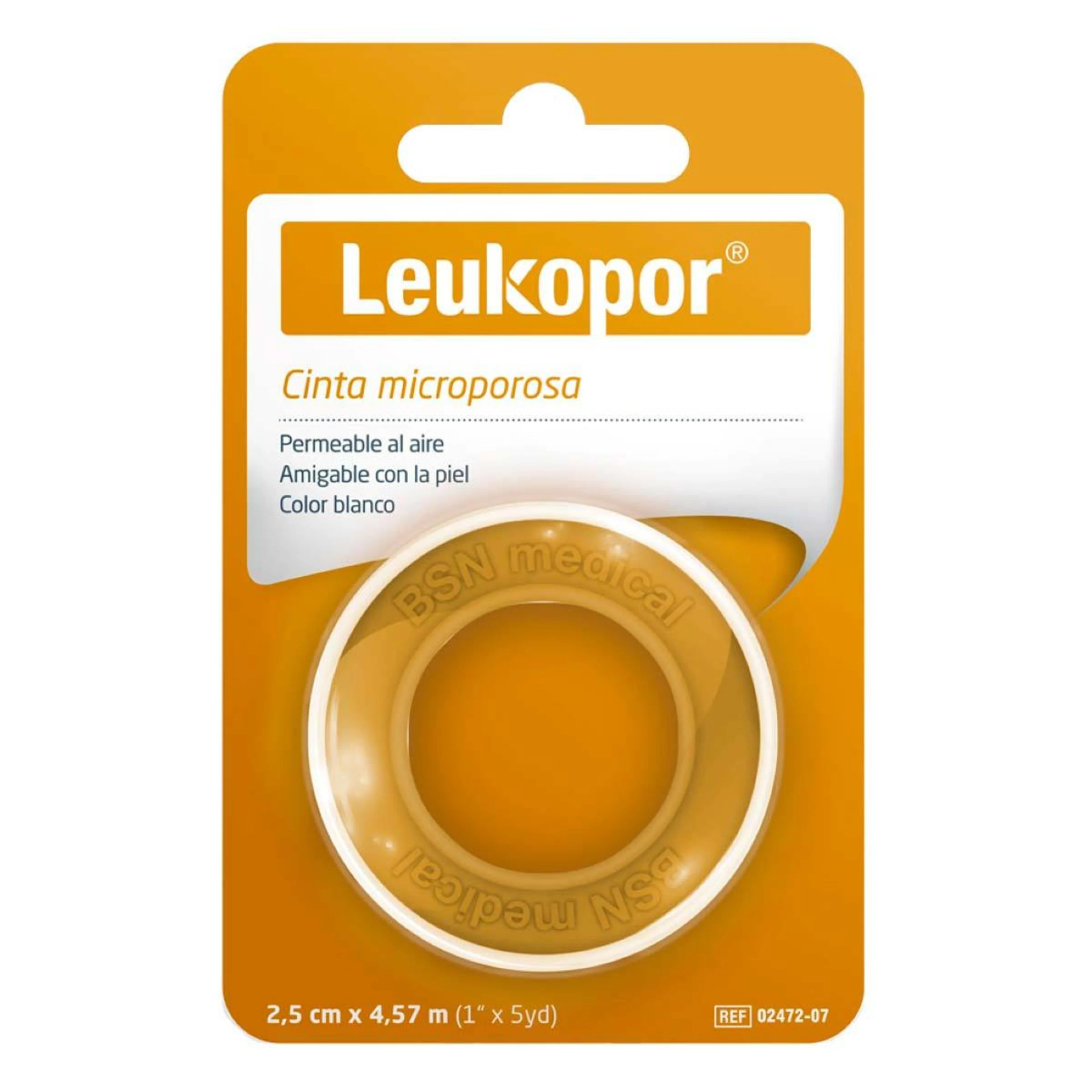 Leukopor Cinta Microporosa Permeable Al Aire Color Blanco 2.5Cm X 4.57M Con 1 Pieza
