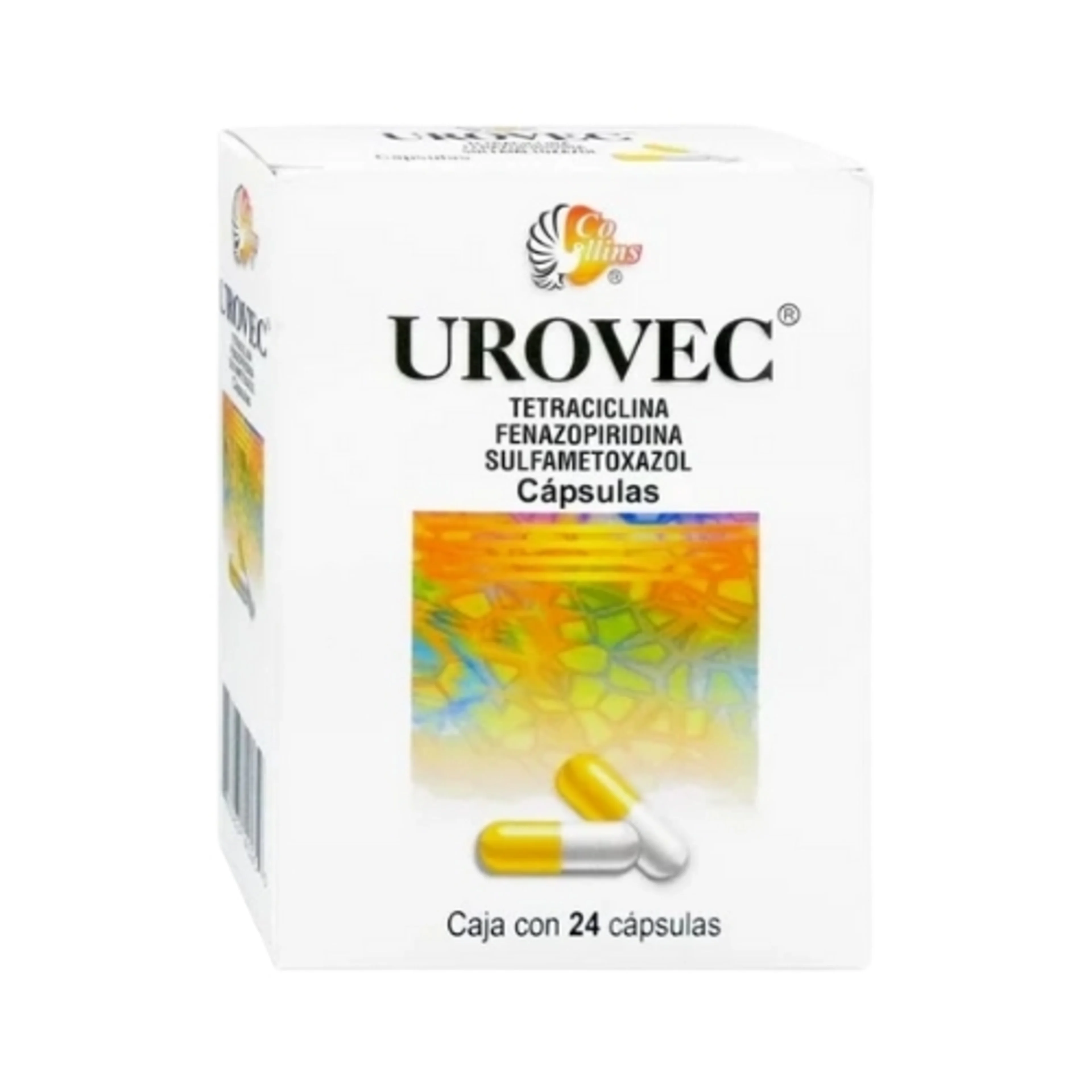 Urovec Fenazopiridina Sulfametoxazol Tetraciclina 200/125/50 Mg Con 24 Cápsulas