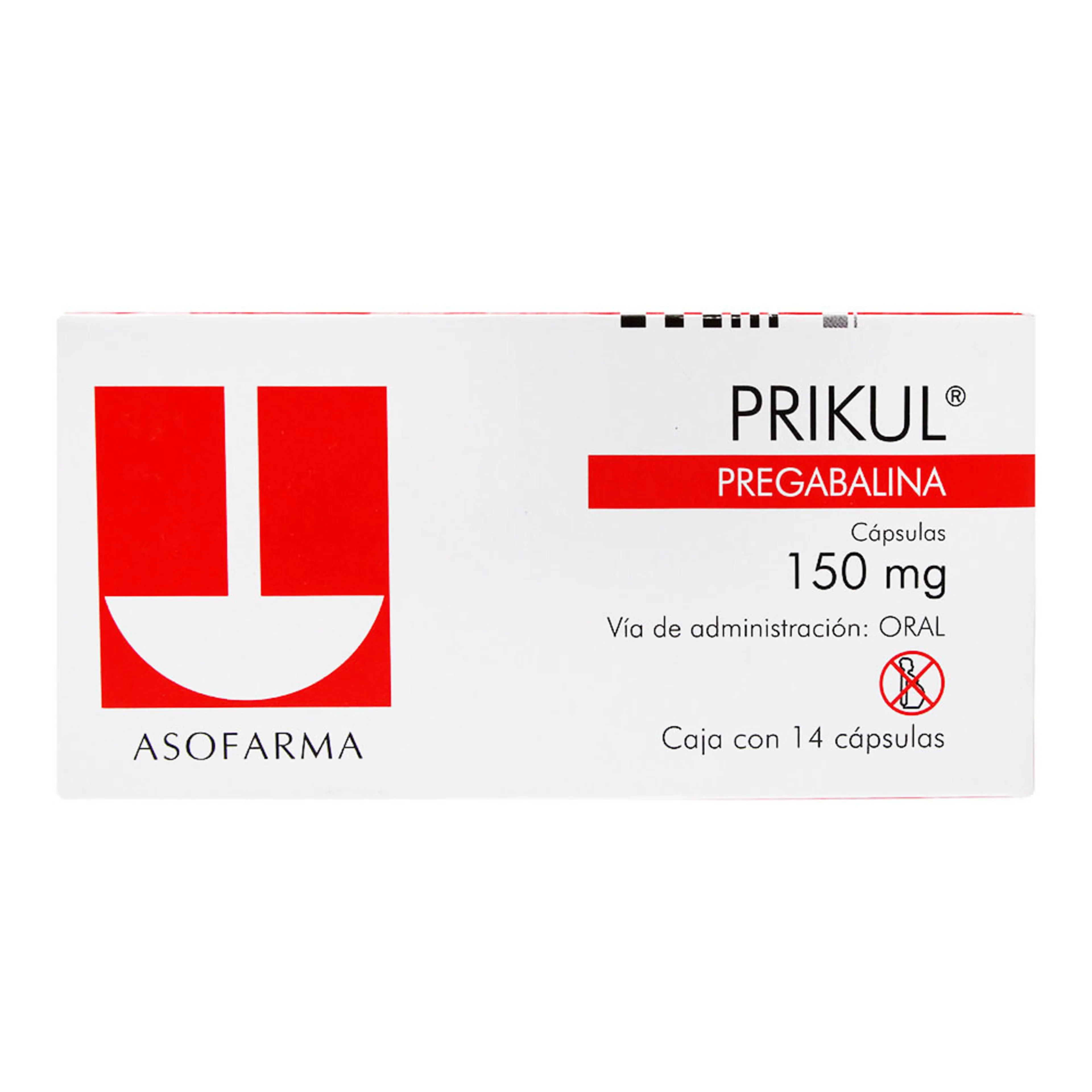 Prikul pregabalina 150 mg con 14 cápsulas