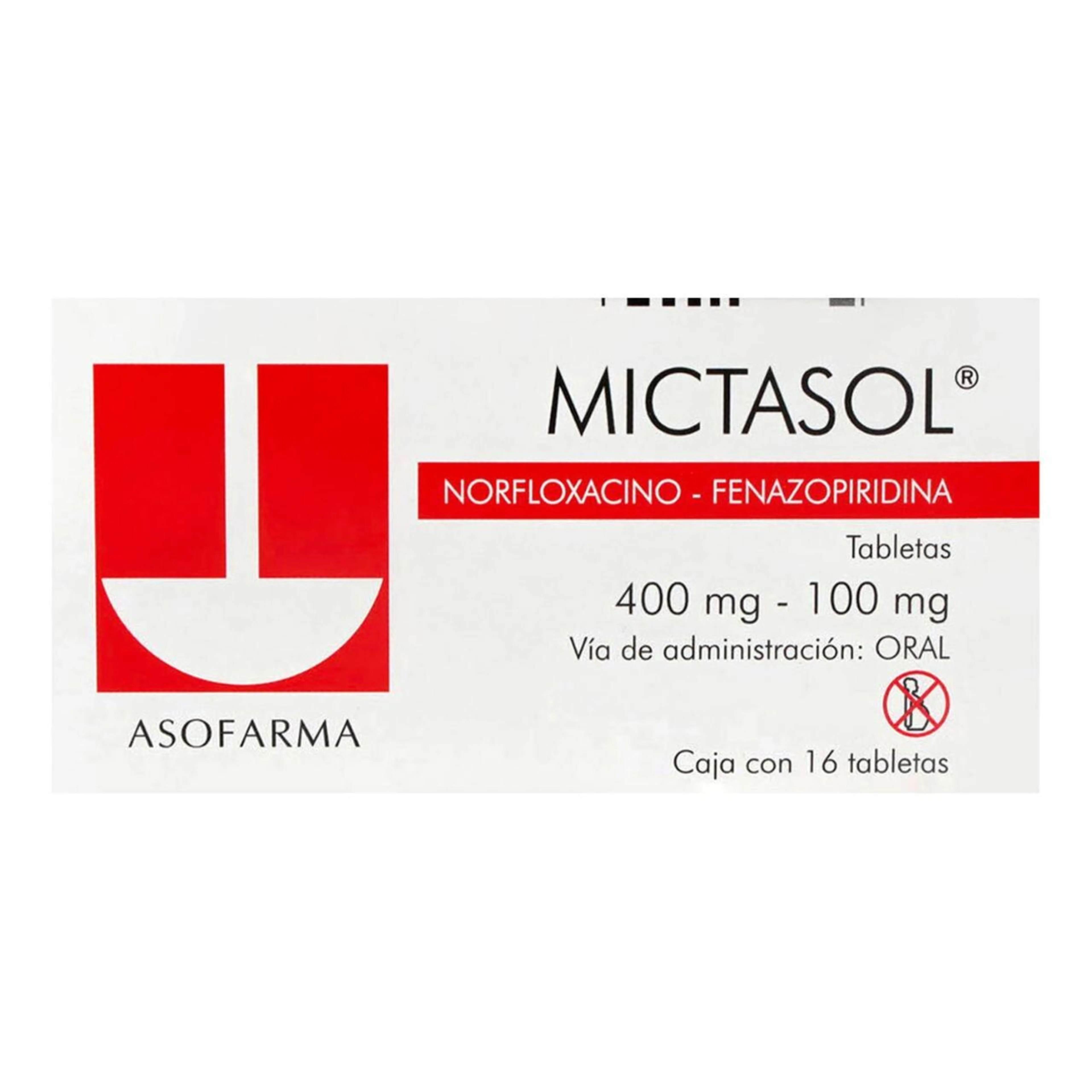 Mictasol Norfloxacino Fenazopiridina 400/100 Mg Con 16 Tabletas