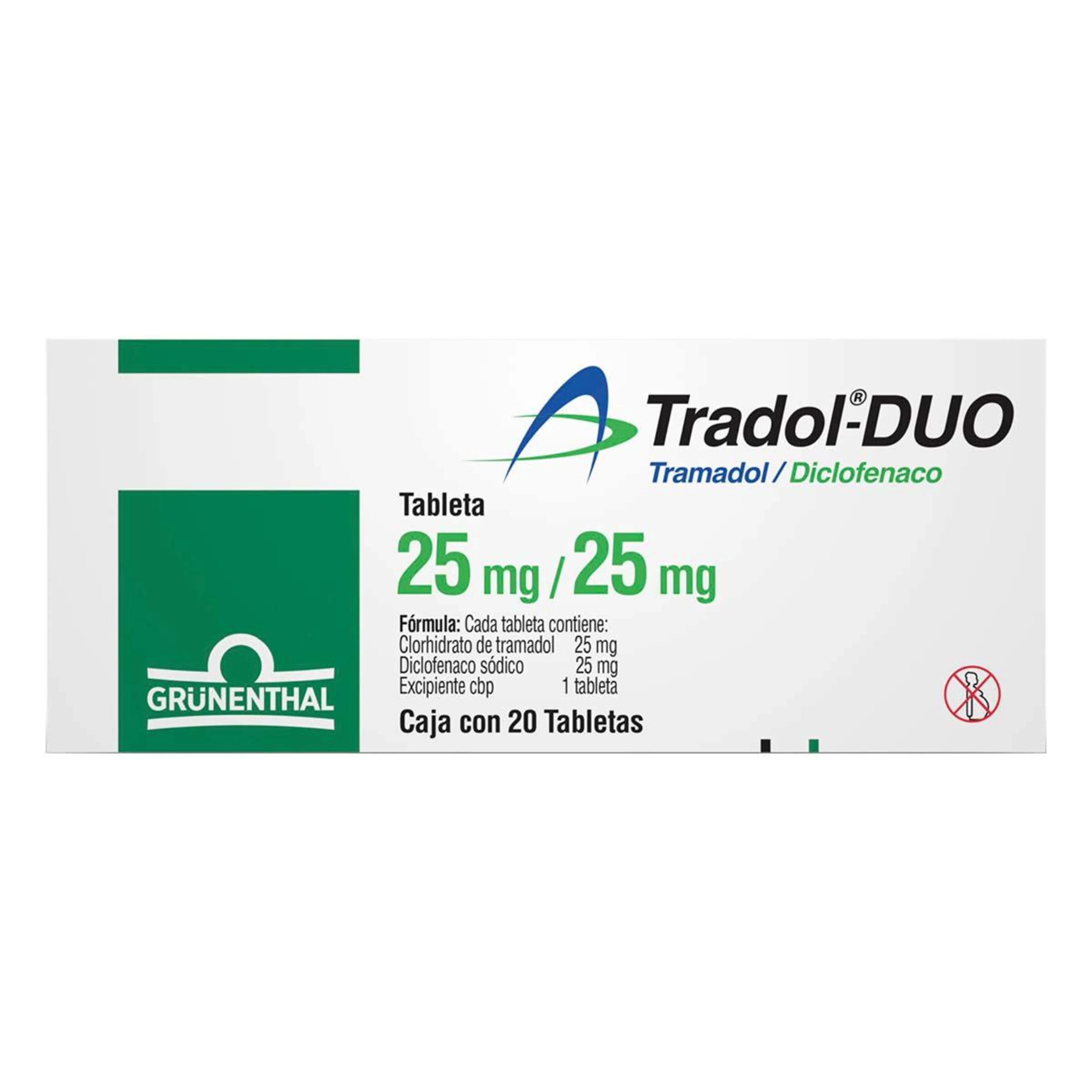 Tradol Duo 25/25 Mg Con 20 Tabletas