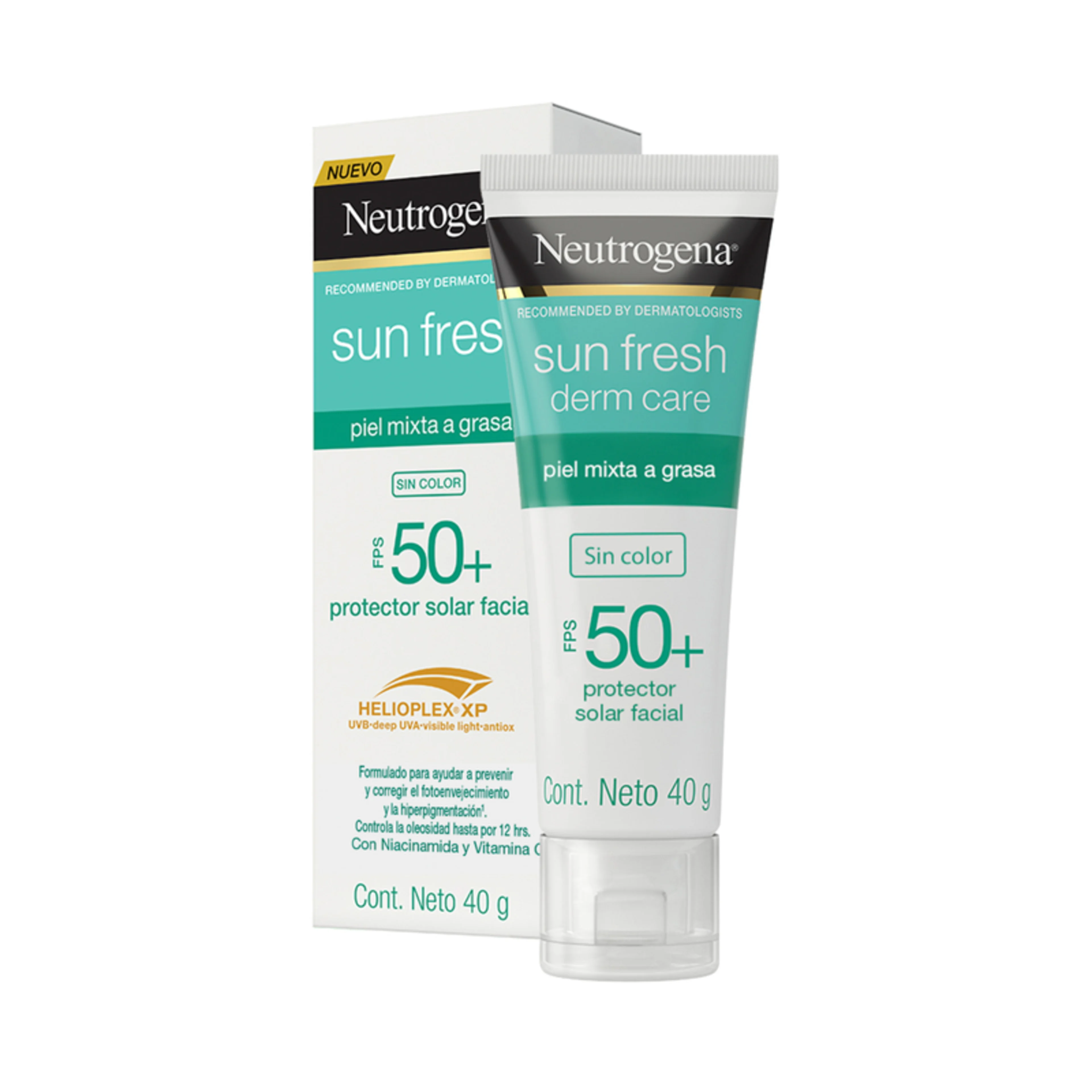 Neutrogena Sun Fresh Protector Solar Facial Piel Mixta A Grasa Sin Color Fps50 Con 40 G