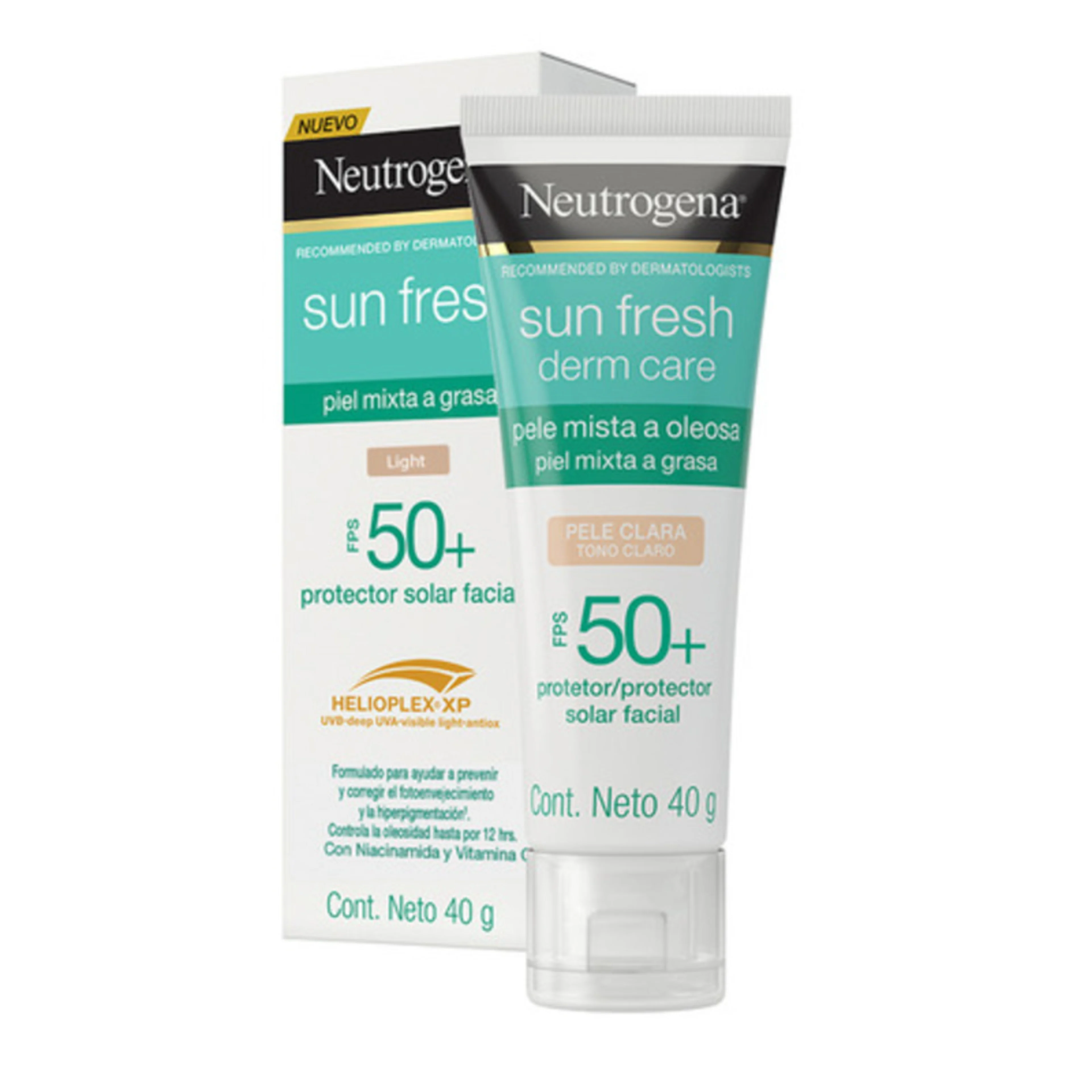 Neutrogena Sun Fresh Protector Solar Tono Claro Dermcare Niamicida Fps50 40 G
