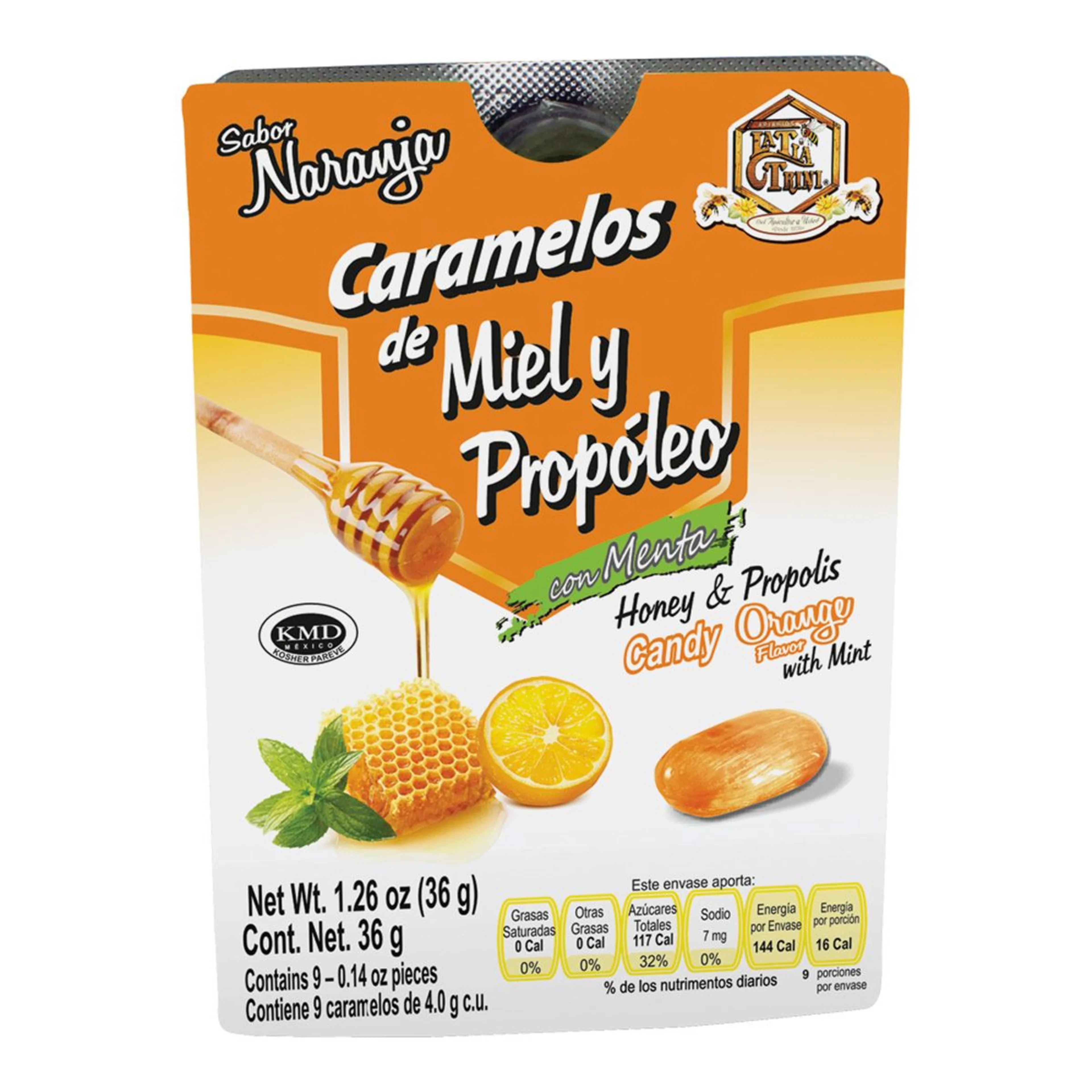 La Tía Trini Caramelo Sabor Naranja Con 9 Piezas