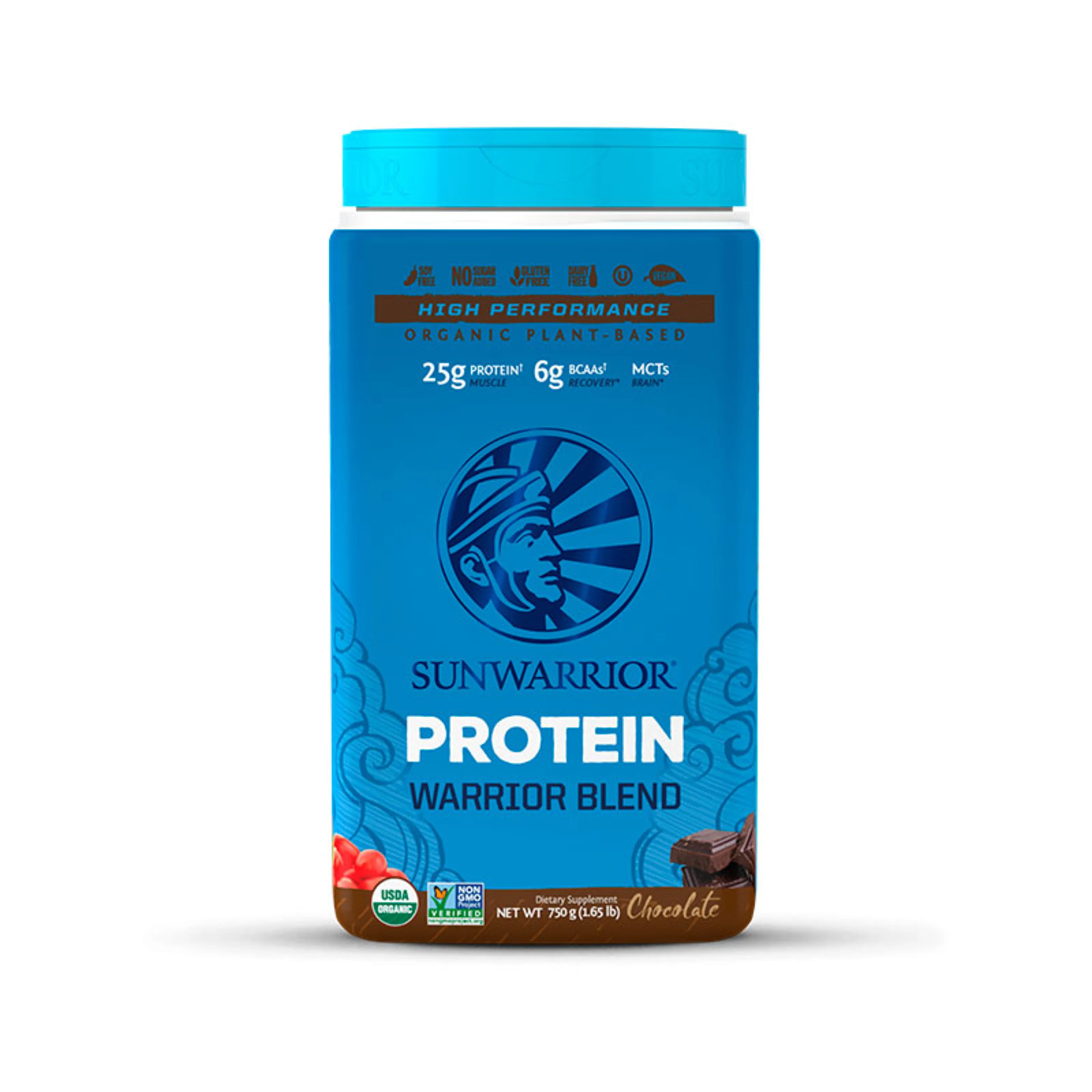 Sunwarrior warrior blend proteína orgánica a base de plantas sabor chocolate 750 g bote