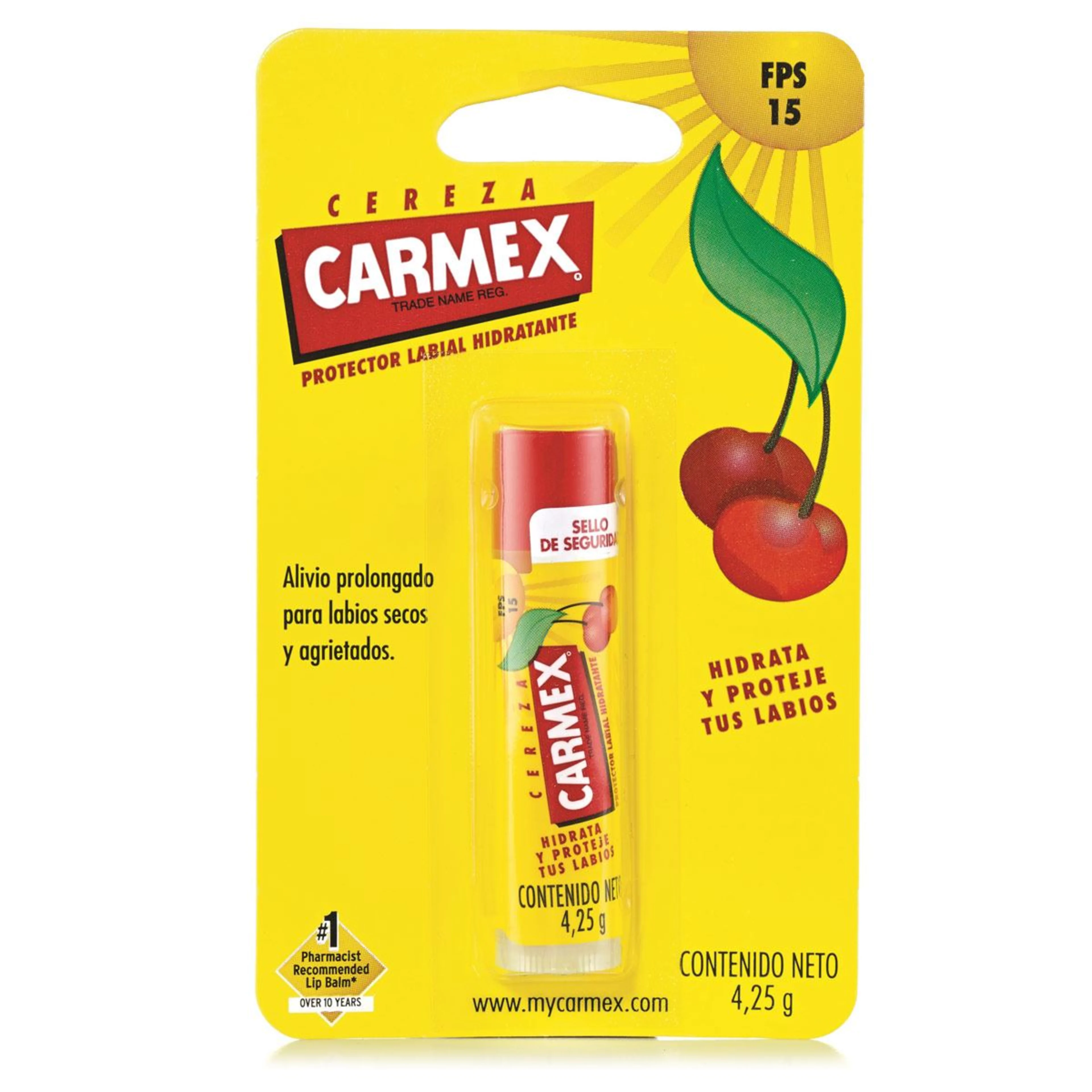 Carmex Classic Protector Labial Hidratante Con Fps 15 Sabor Cereza 4.25 G Stick