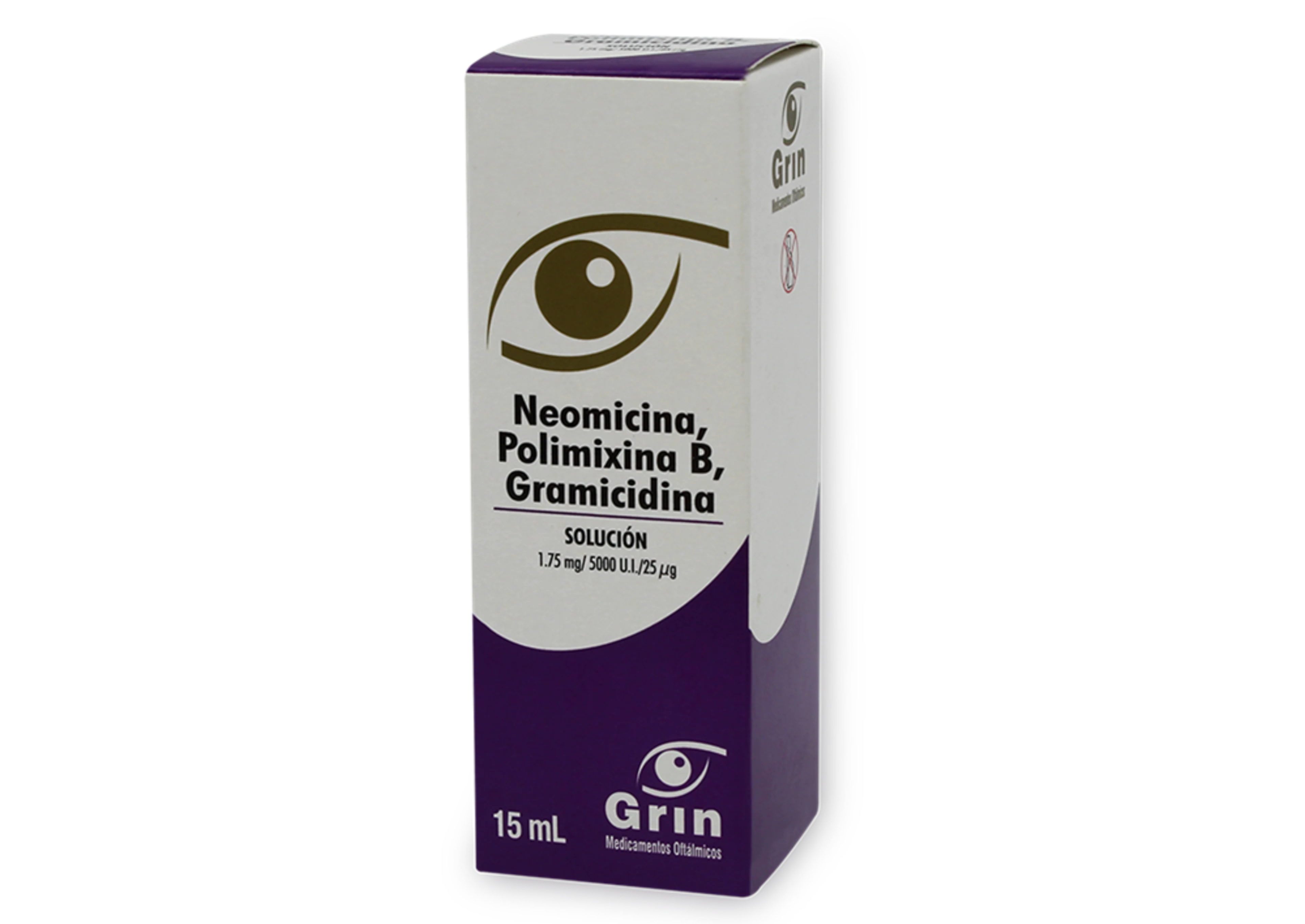 Neomicina, Polimixina B, Gramicidina 1.75 Mg/5000 Ui/25 Mcg Con 15 Ml De Solución
