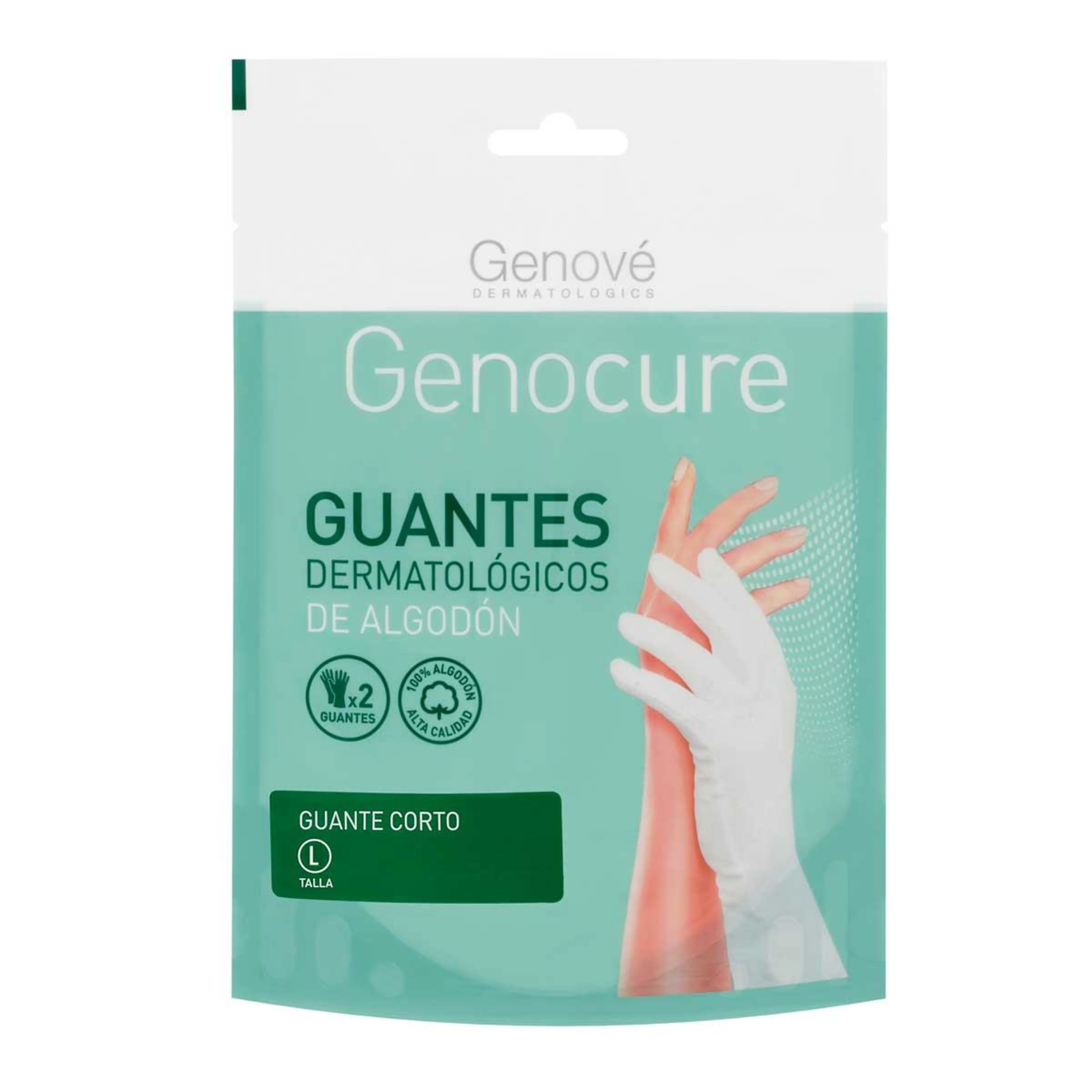 Genocure Guantes Dermatológicos De Algodón Talla Grande 2 Piezas