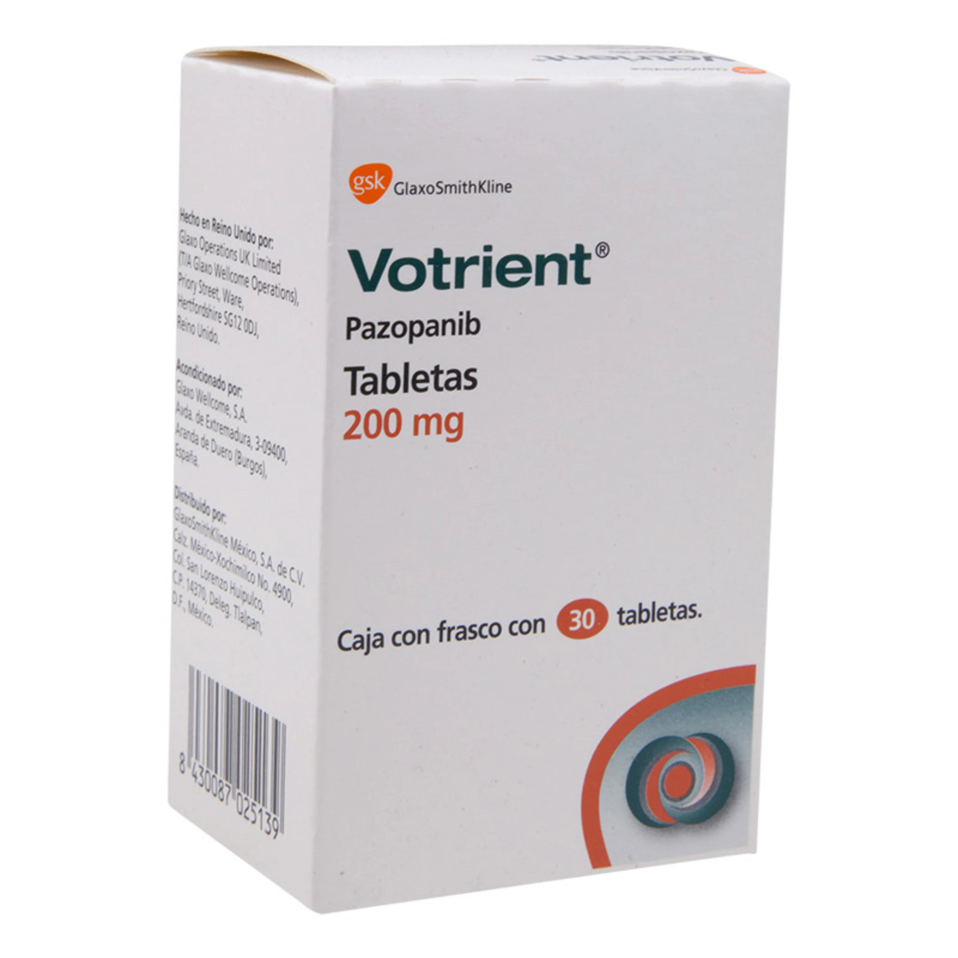 Votrient 200 Mg Con 30 Tabletas